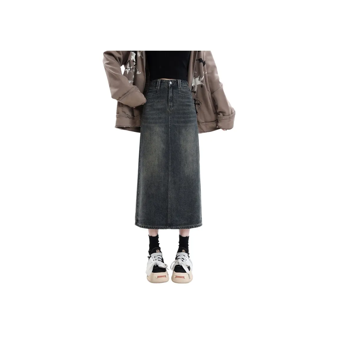 JASONWOOD Denim Long Skirt Women's Concrete Gray