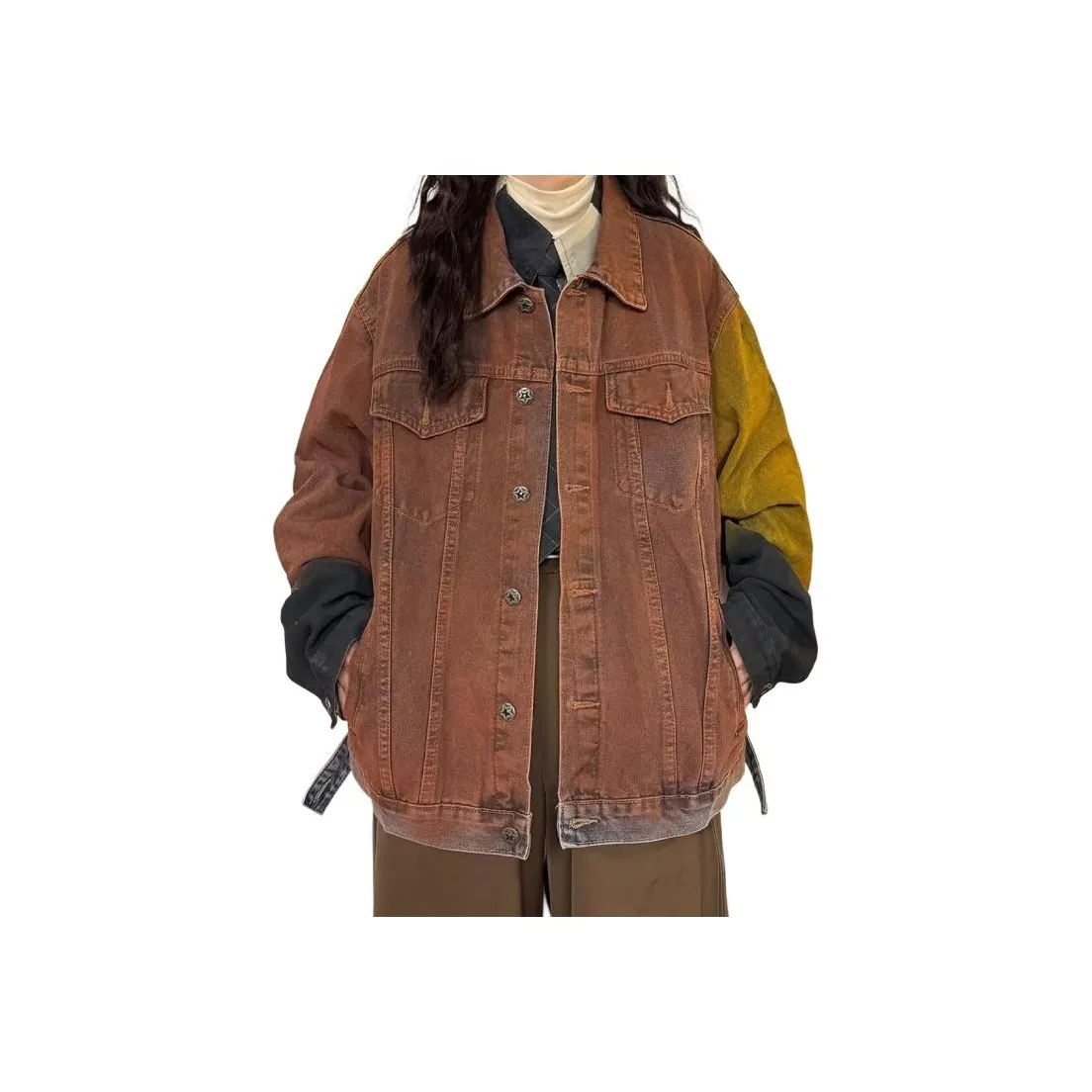 FRLMK Градиентный Коричневый Женские Джинсовые Куртки