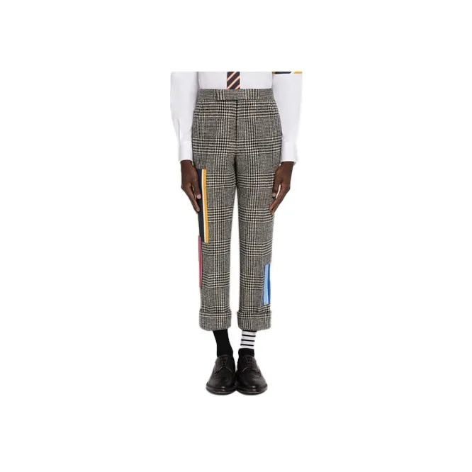 THOM BROWNE Patchwork Cropped Wool Trousers
