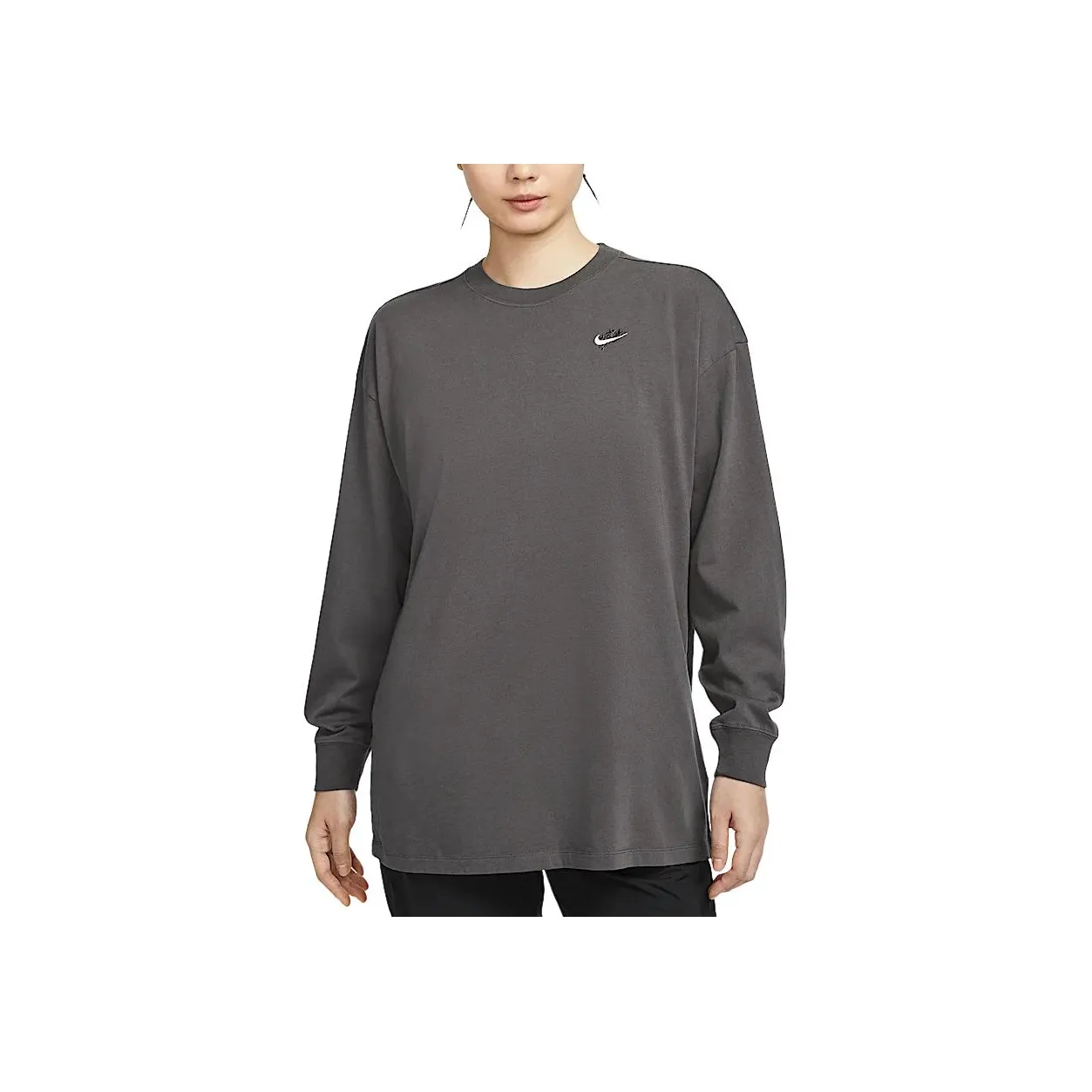 Nike Sportswear Drop Shoulder Sleeve T Shirt Women's Medium Gray