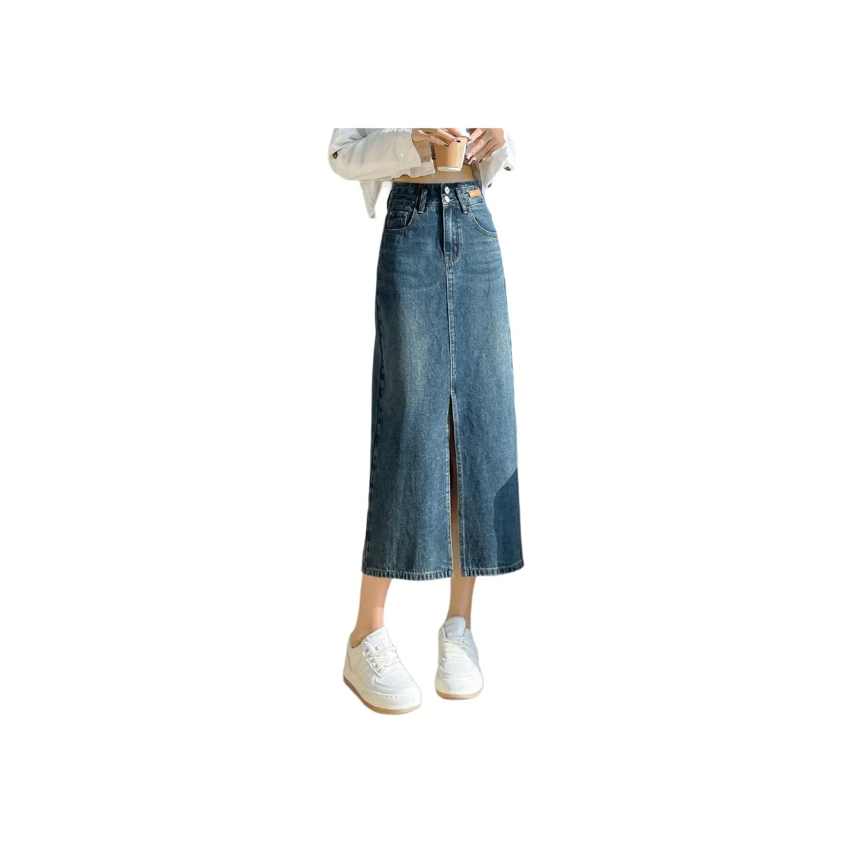 HIPPIEMISS Denim Long Skirt Women's Blue