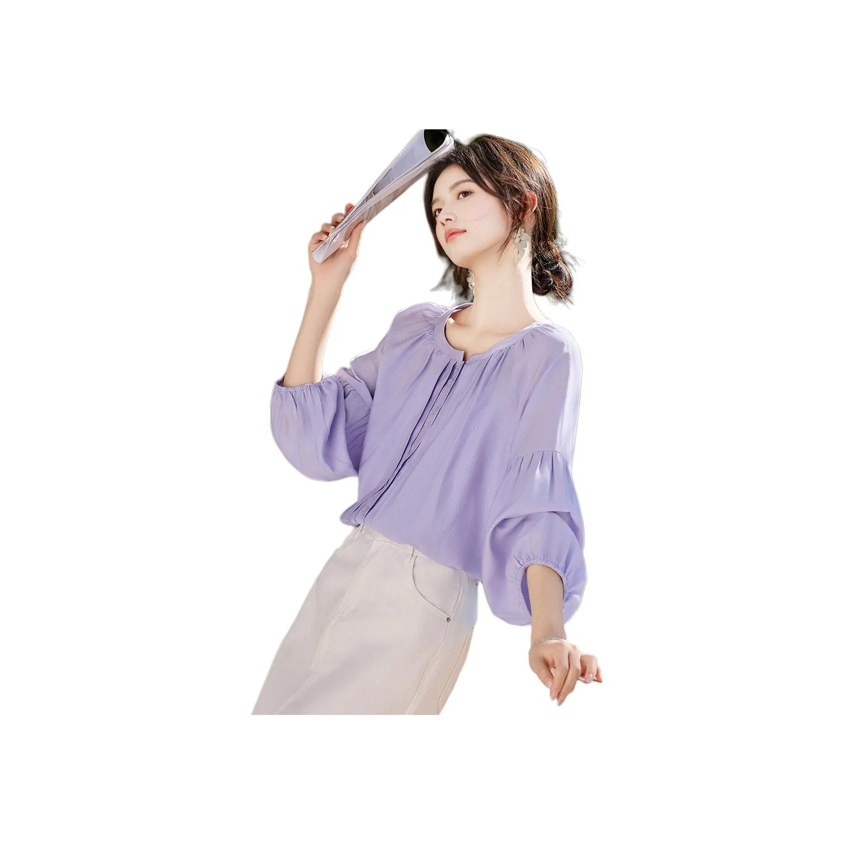 Still quiet Фиолетовый Женские Рубашки