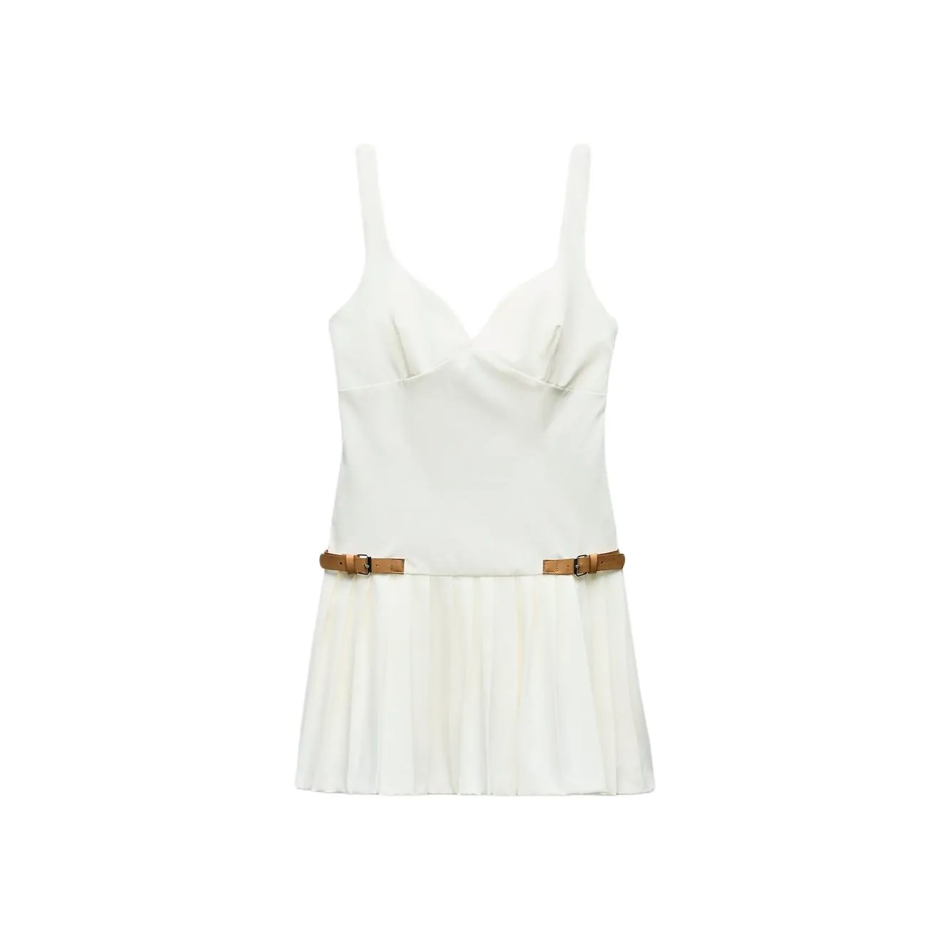 ZARA Без рукавов Платье Женское Белое