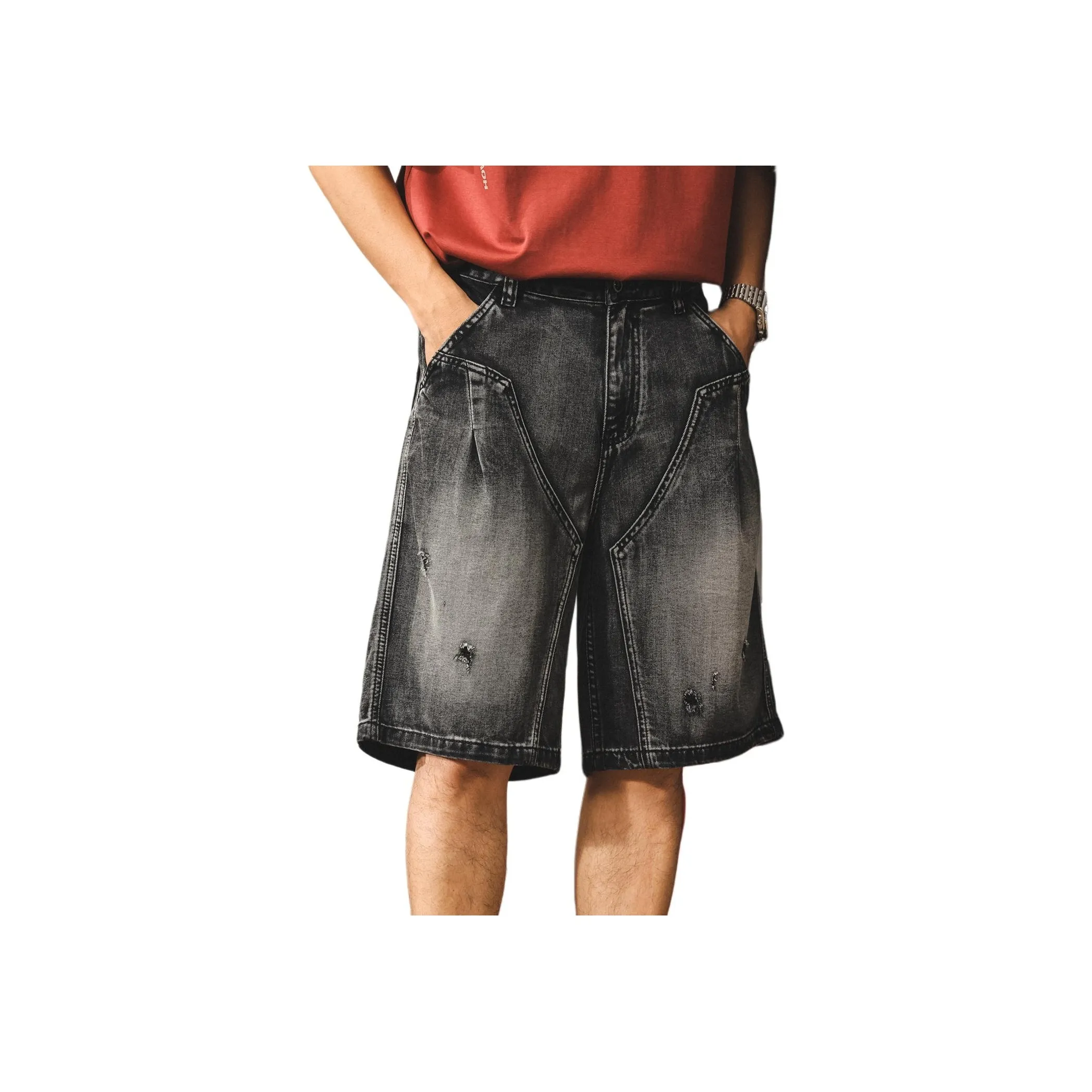 JIELEINUO Черные Мужские Джинсовые Шорты