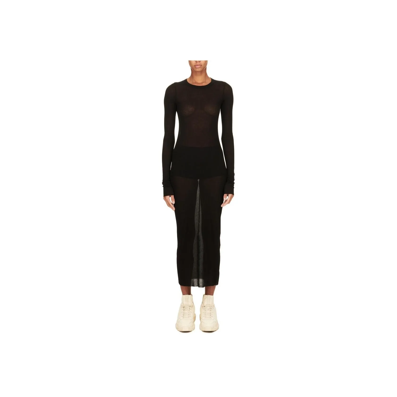 RICK OWENS Long Sleeved Ribbed Dress