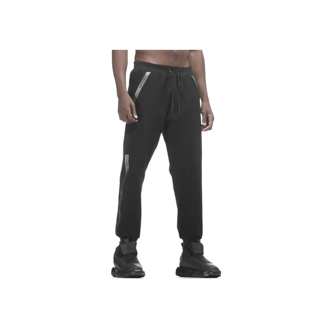 NORVINCY Elastic Cuff Stretch Knitted Sweatpants Unisex Black