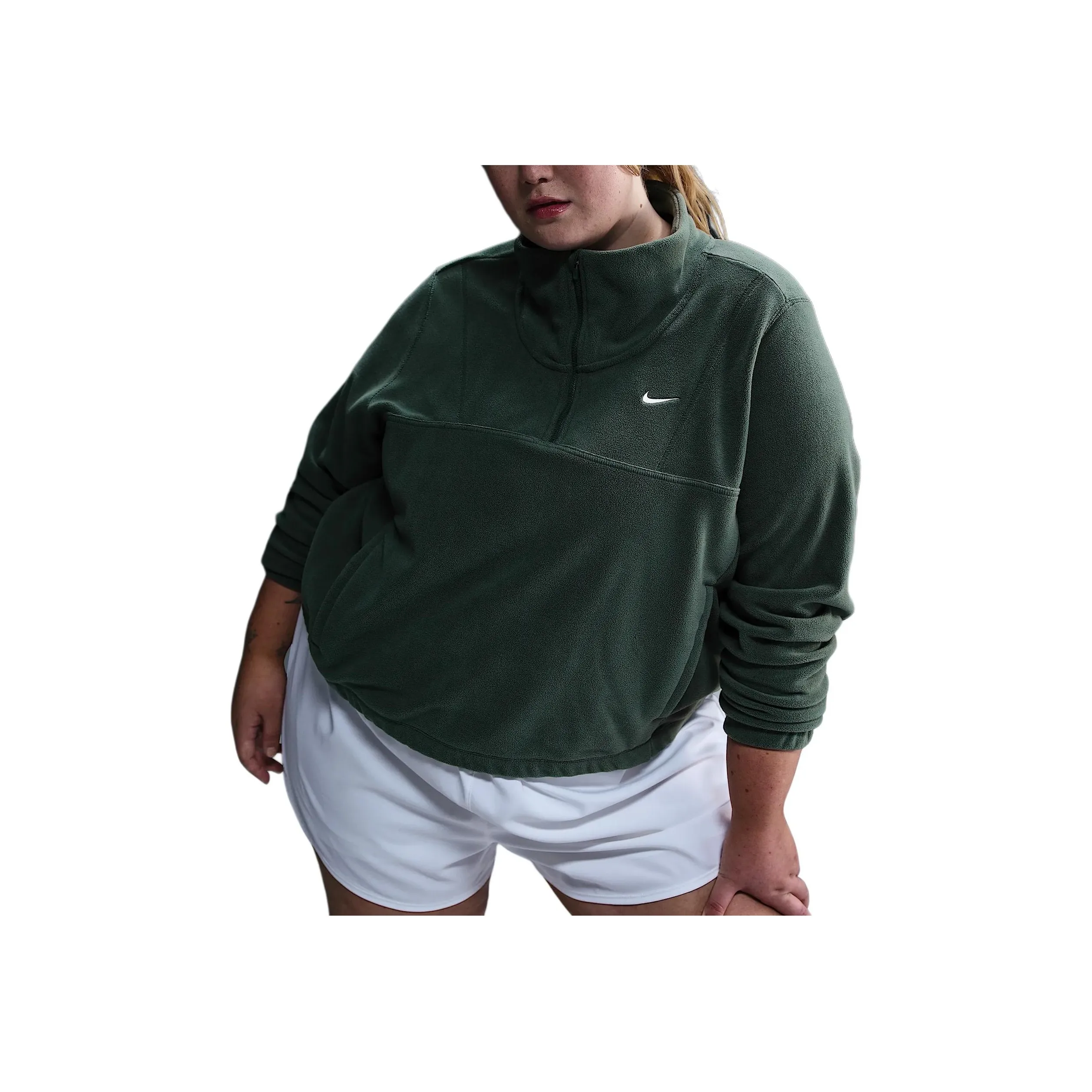 Nike One Women's Therma FIT Oversized 1/2 Zip Fleece Top Plus Size