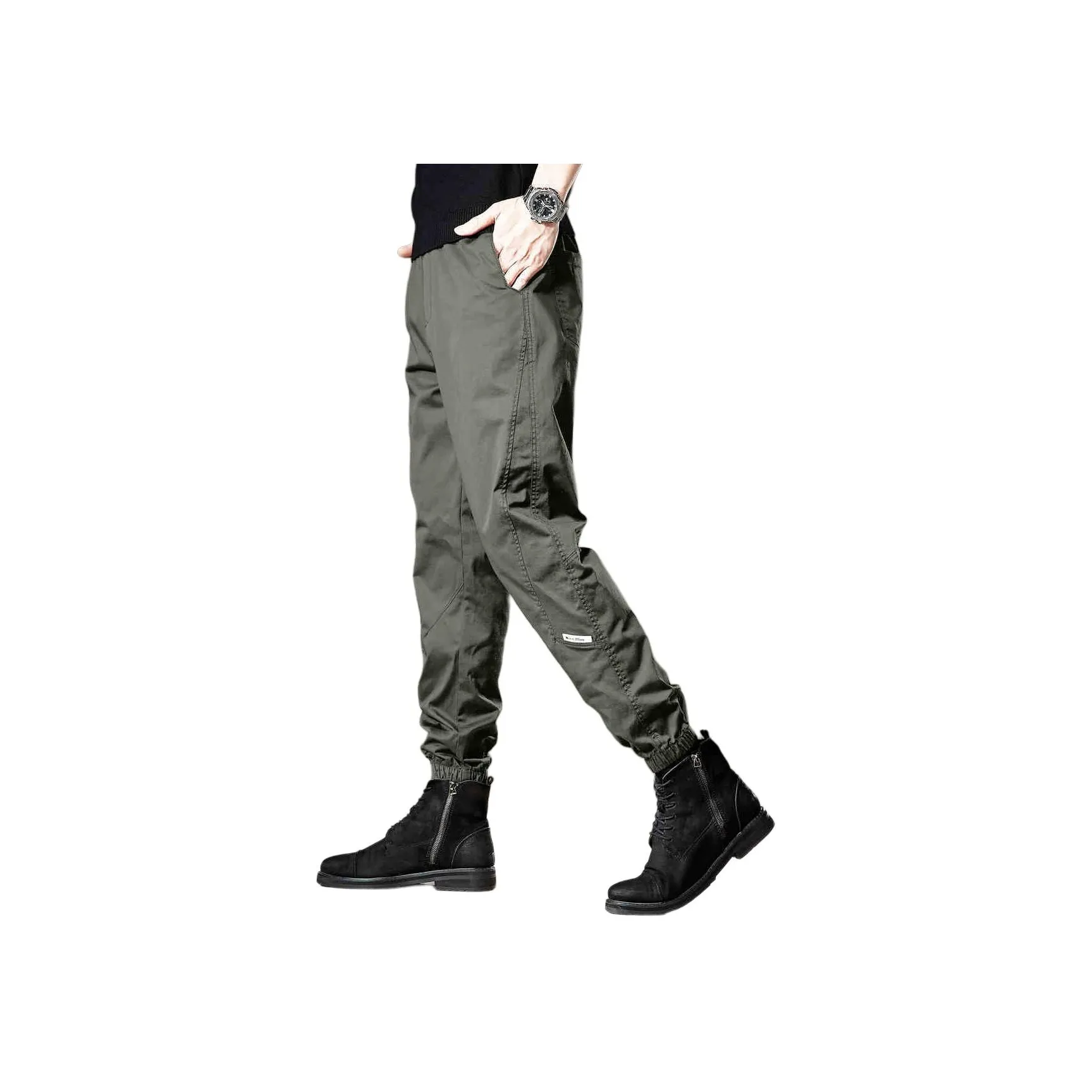 GUISE Весенние Осенние Карго Брюки с Эластичным Манжетом Унисекс