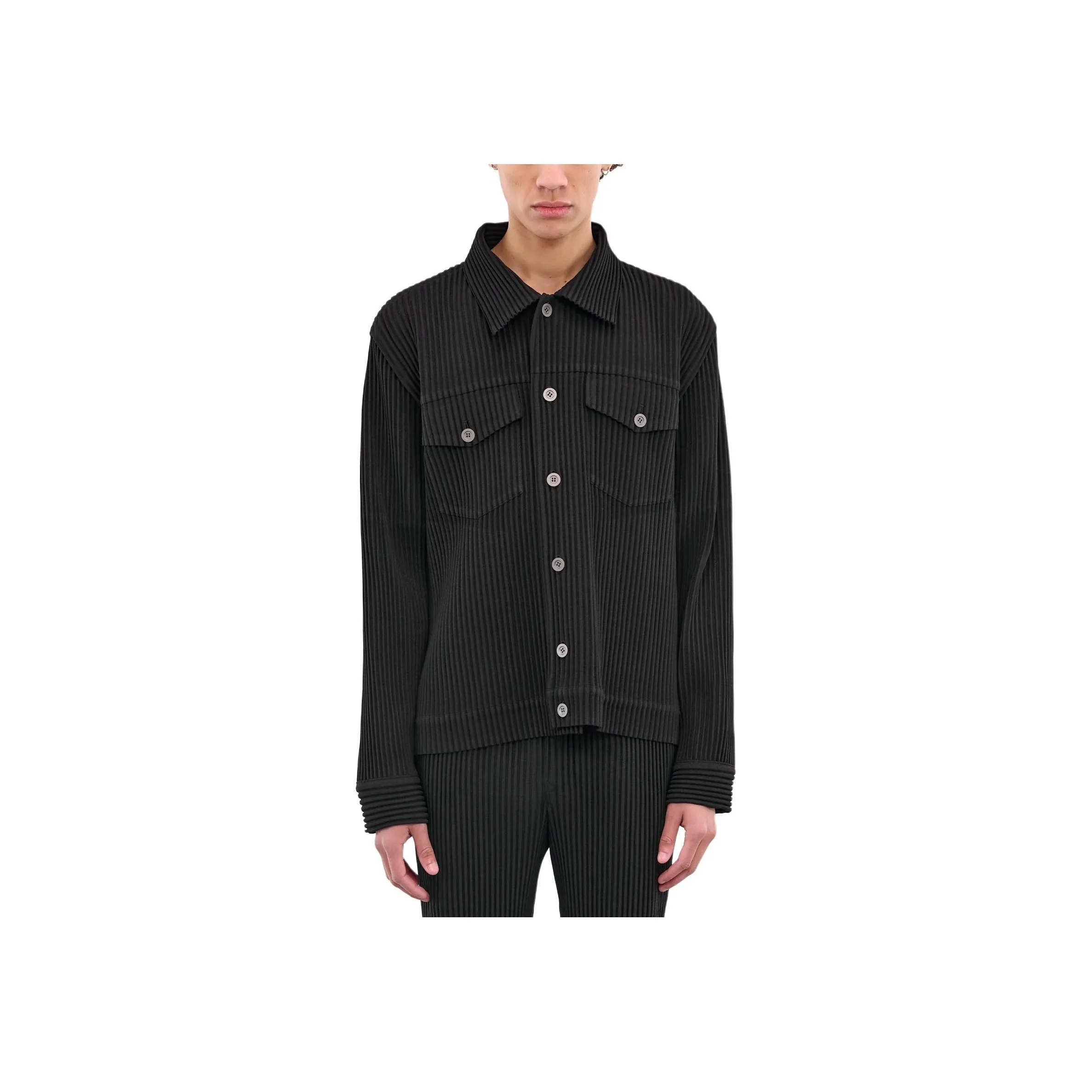 Homme Plissé Issey Miyake Buttoned Cuff Light Shirt Jacket