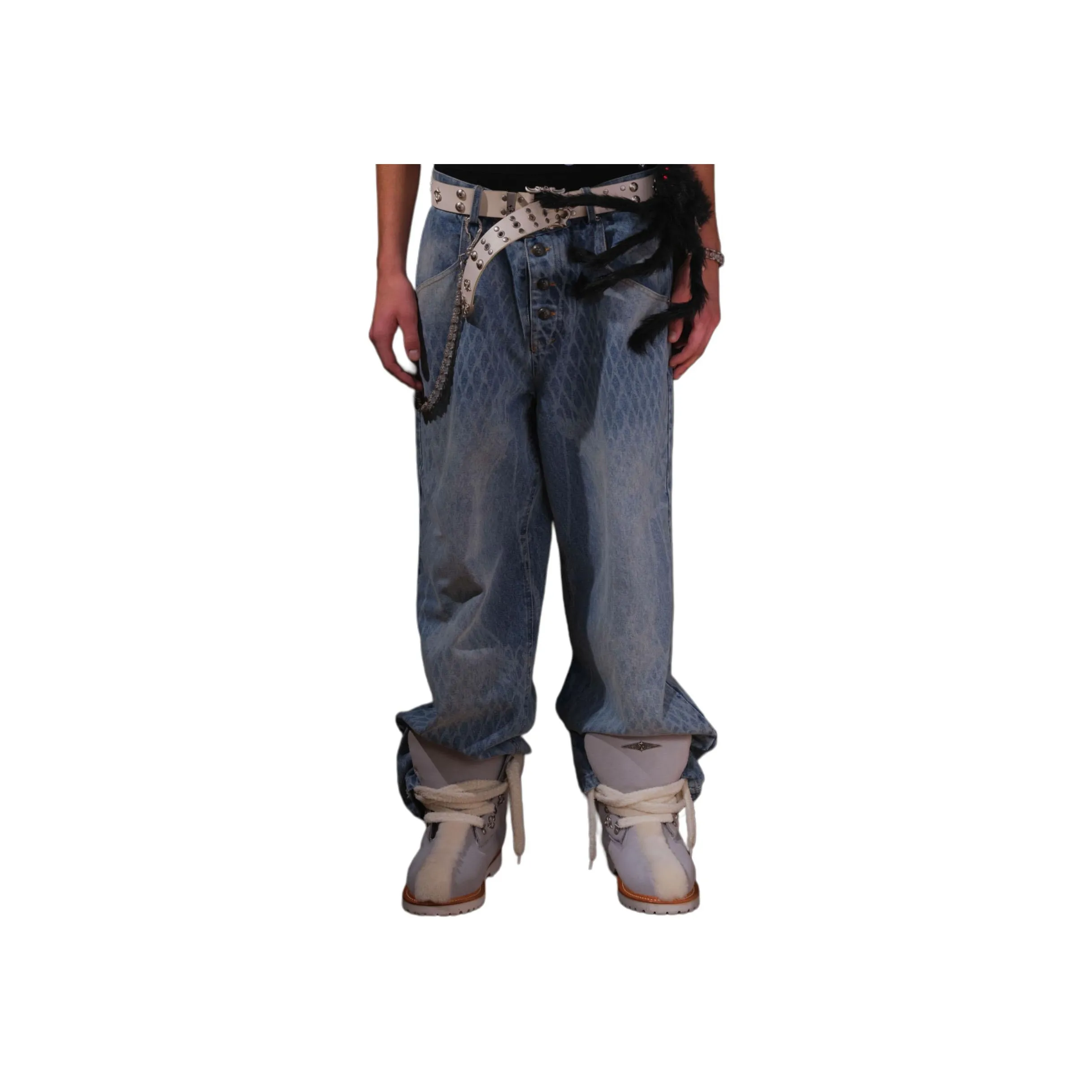 LELOSANGECREWS Джинсы Baggy Универсальный Повседневный Унисекс