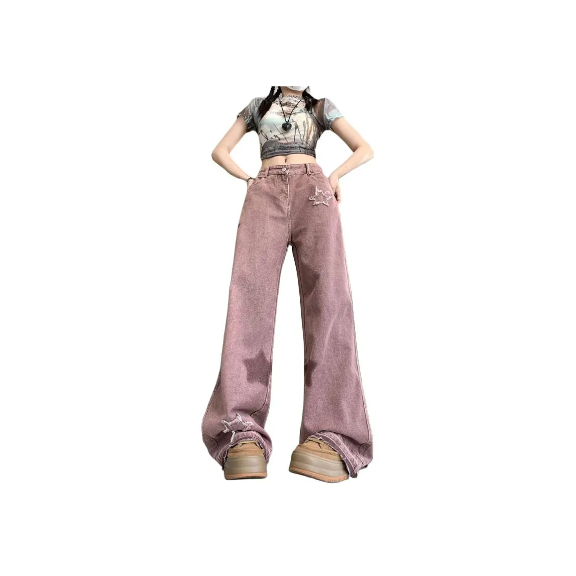 YINLEI Jeans Women's Rusty Red