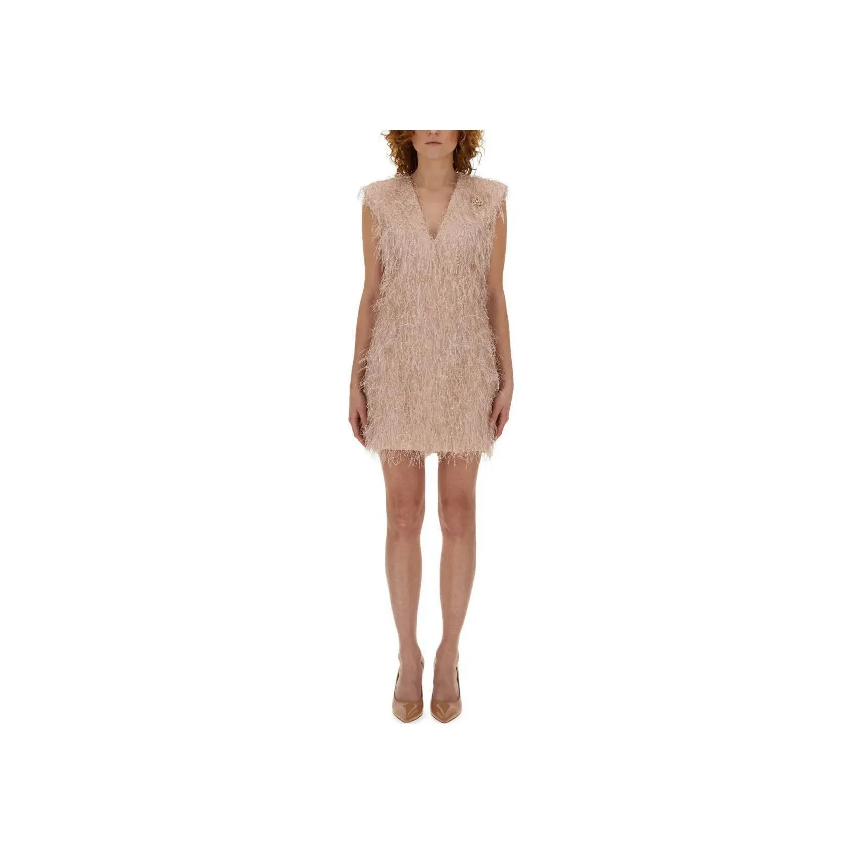 Genny Brooch detail Fringed Minidress
