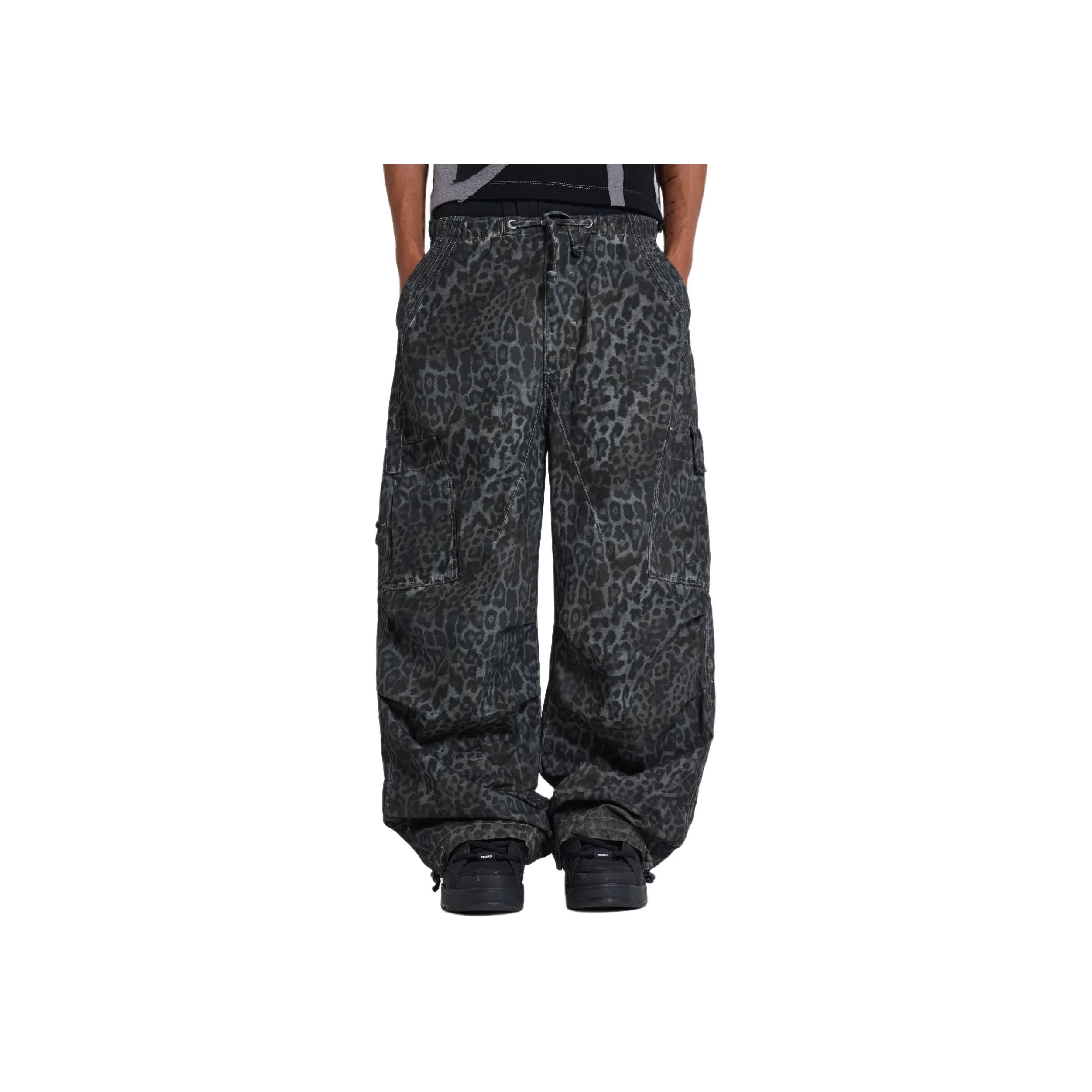 Jaded London Леопард Парашютные Брюки Повседневные Брюки Мужские Угольно-Серый