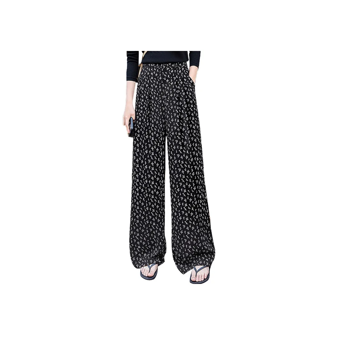 Cypress House Casual Pants Women's Black With White Floral