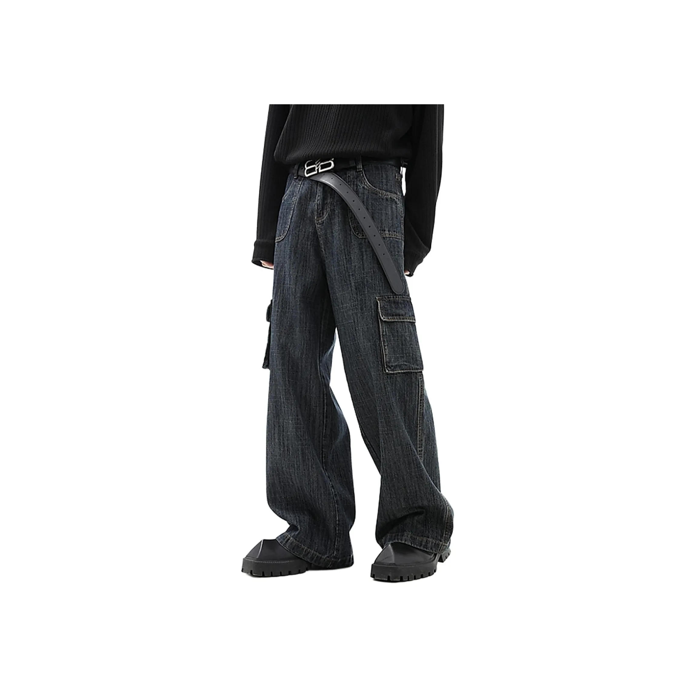 NEVER RULE Глубокий морской синий Унисекс Джинсы