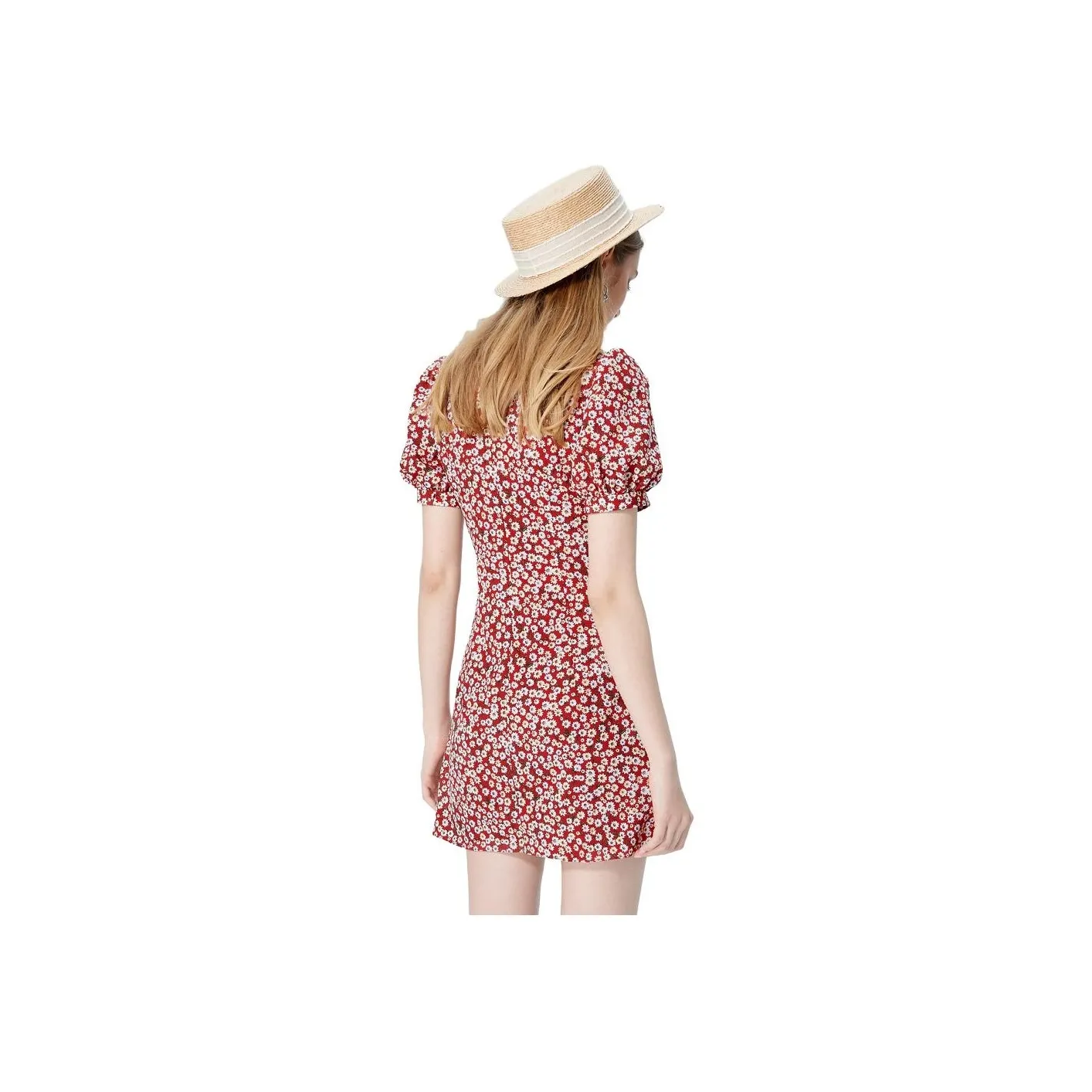 AIVEI Short-Sleeved Dresses Women's Vintage Red