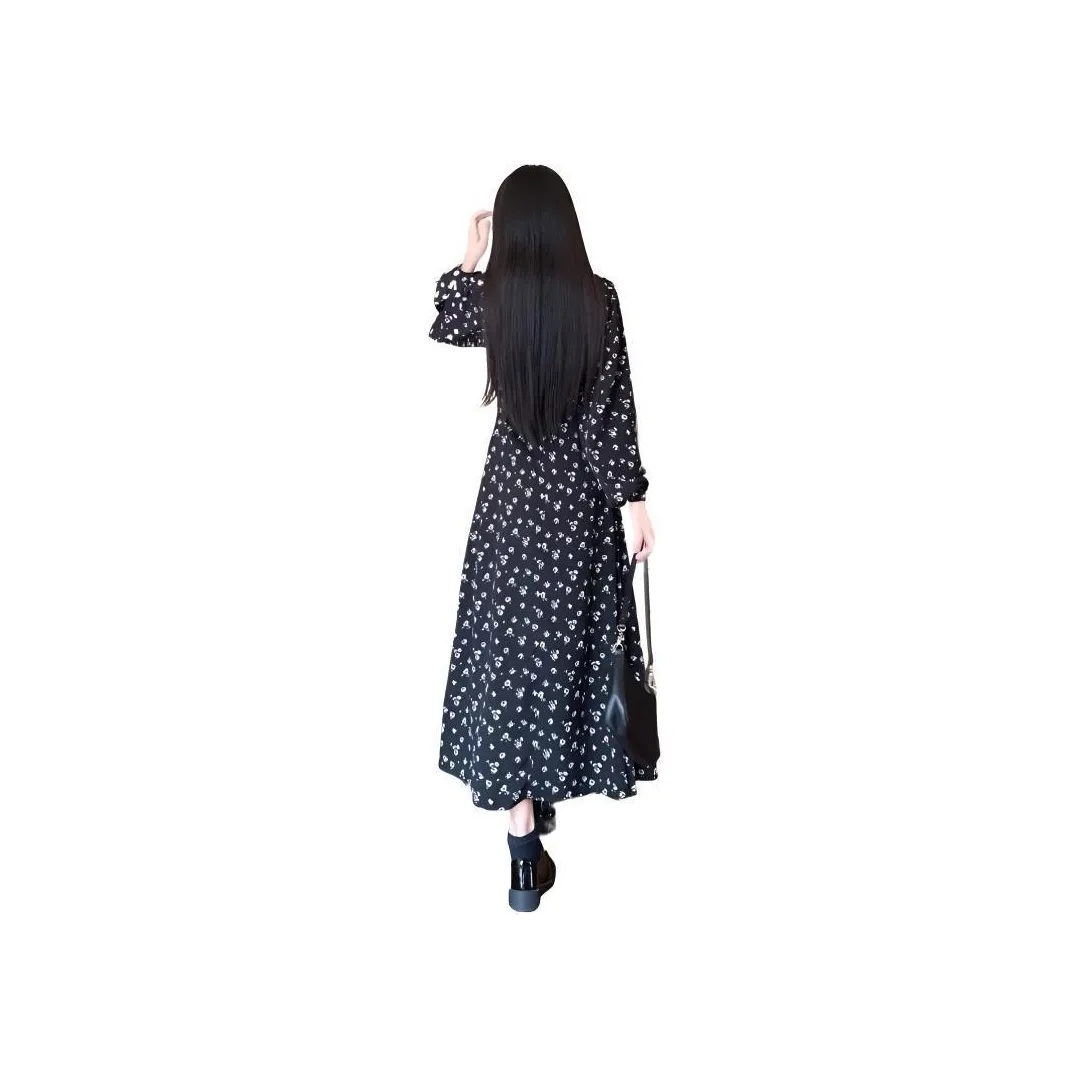 PLANE DRIFT Long Sleeved Dress Women's Black Floral