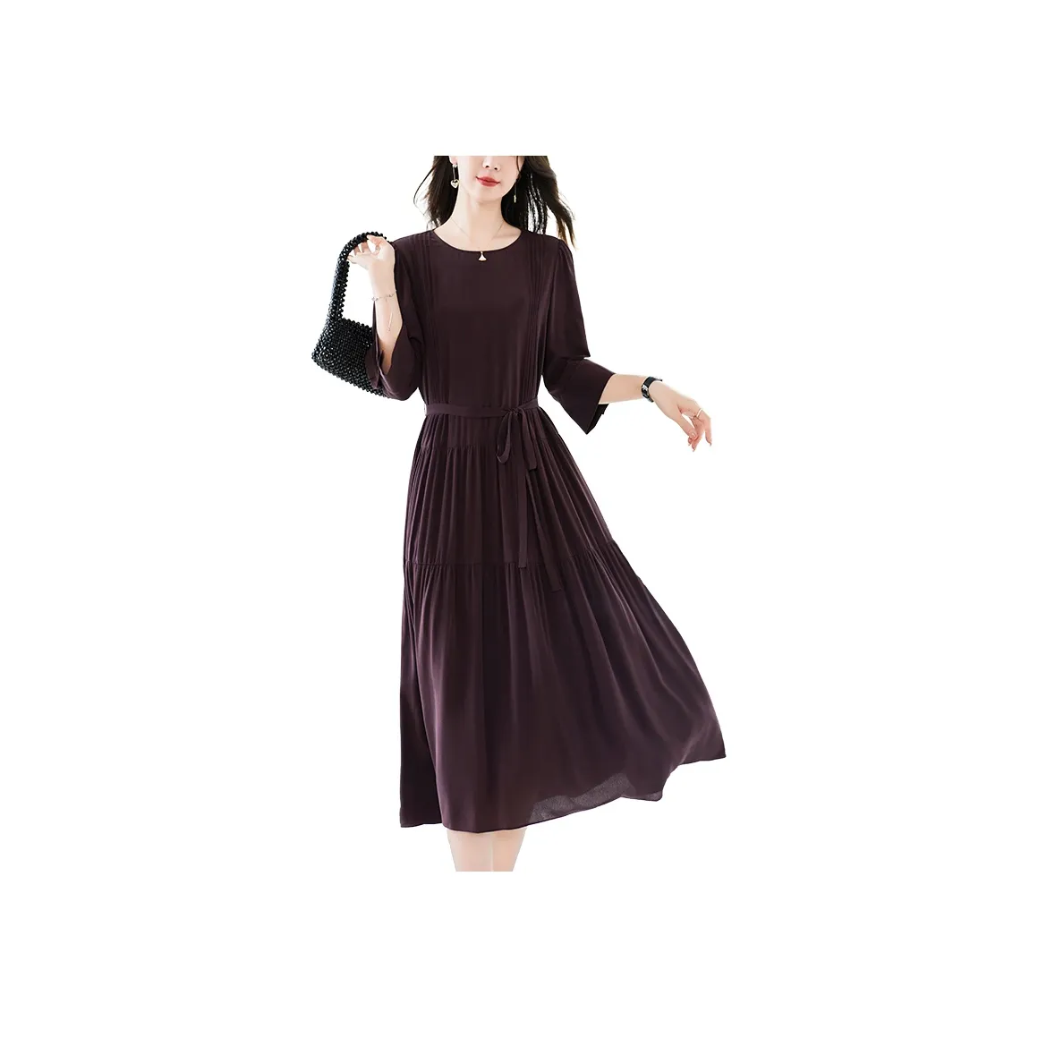 To The West Long Sleeved Dress Women's Maroon