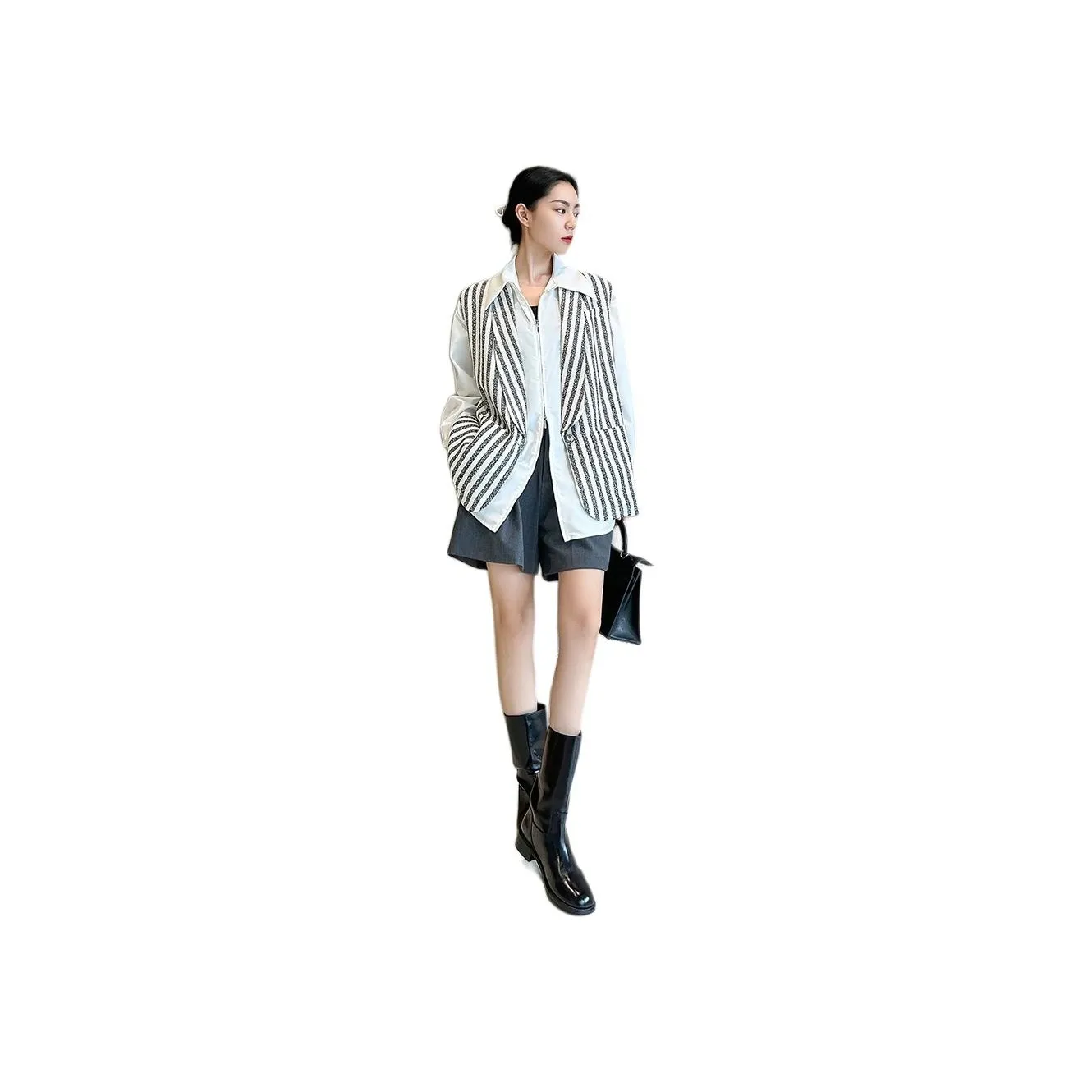 MEIYANG Черный Белый Женский жилет