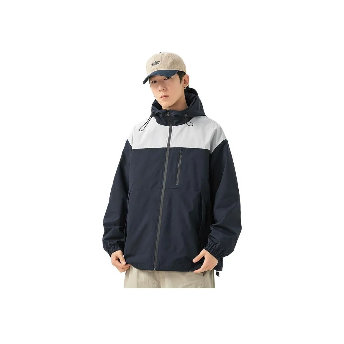 WOOD SOON Ветровка Флис-Линейный Термическая Куртка с Капюшоном Мужская