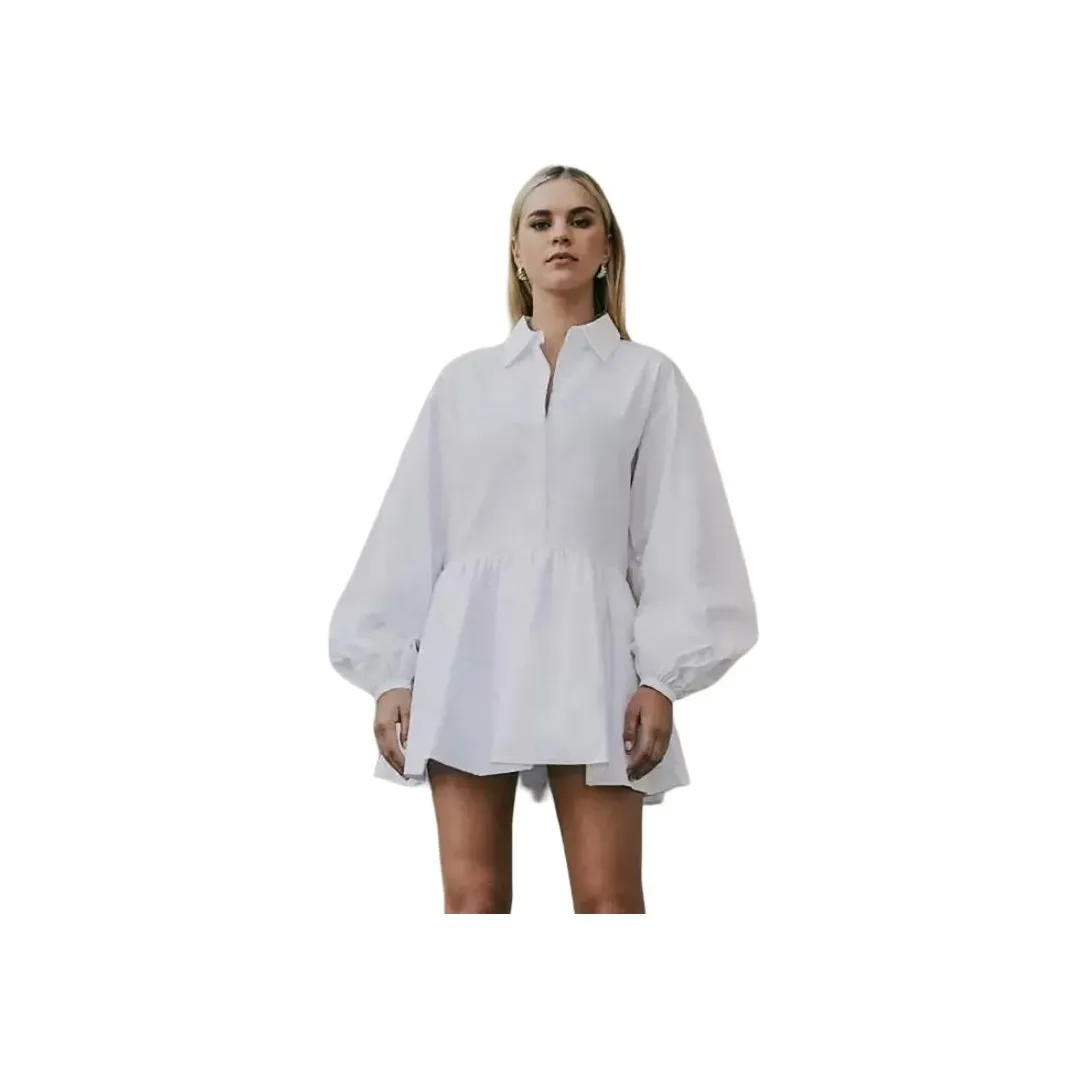 ELLIATTCOLLECTIVE Длинное платье с длинными рукавами женское белое