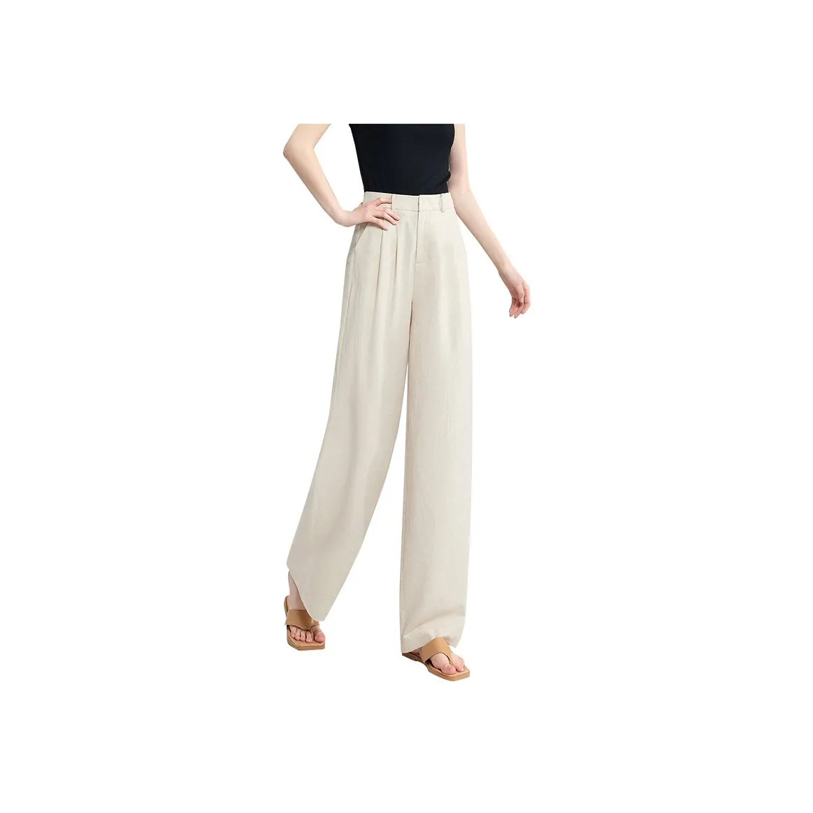 TOUCH Casual Pants Women's Linen Beige