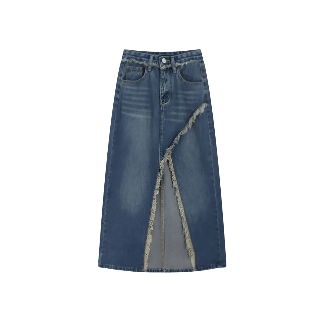 AFGGD Синий Женские Джинсовые Длинные Юбки
