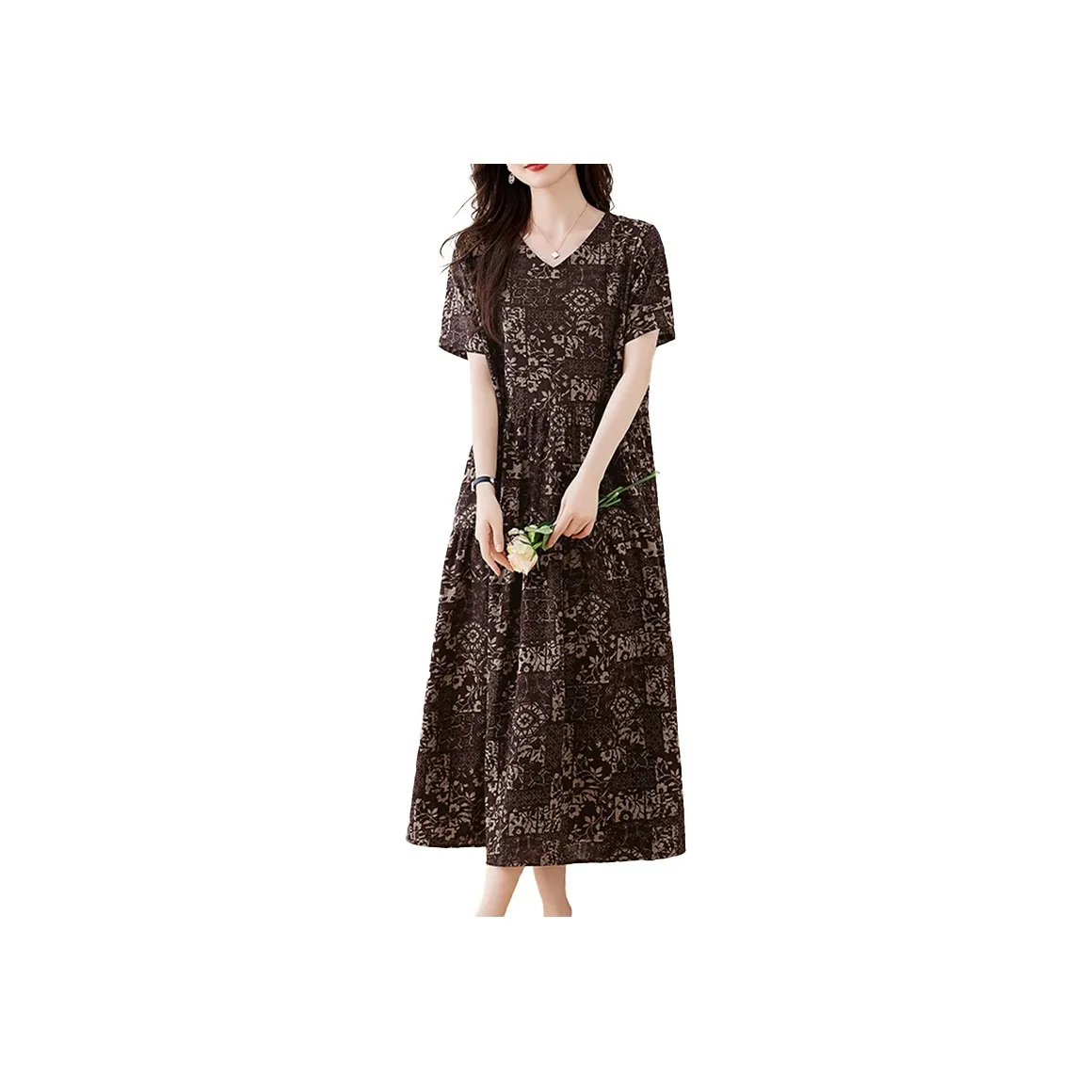 Mapping Short Sleeved Dresses Women's Coffee