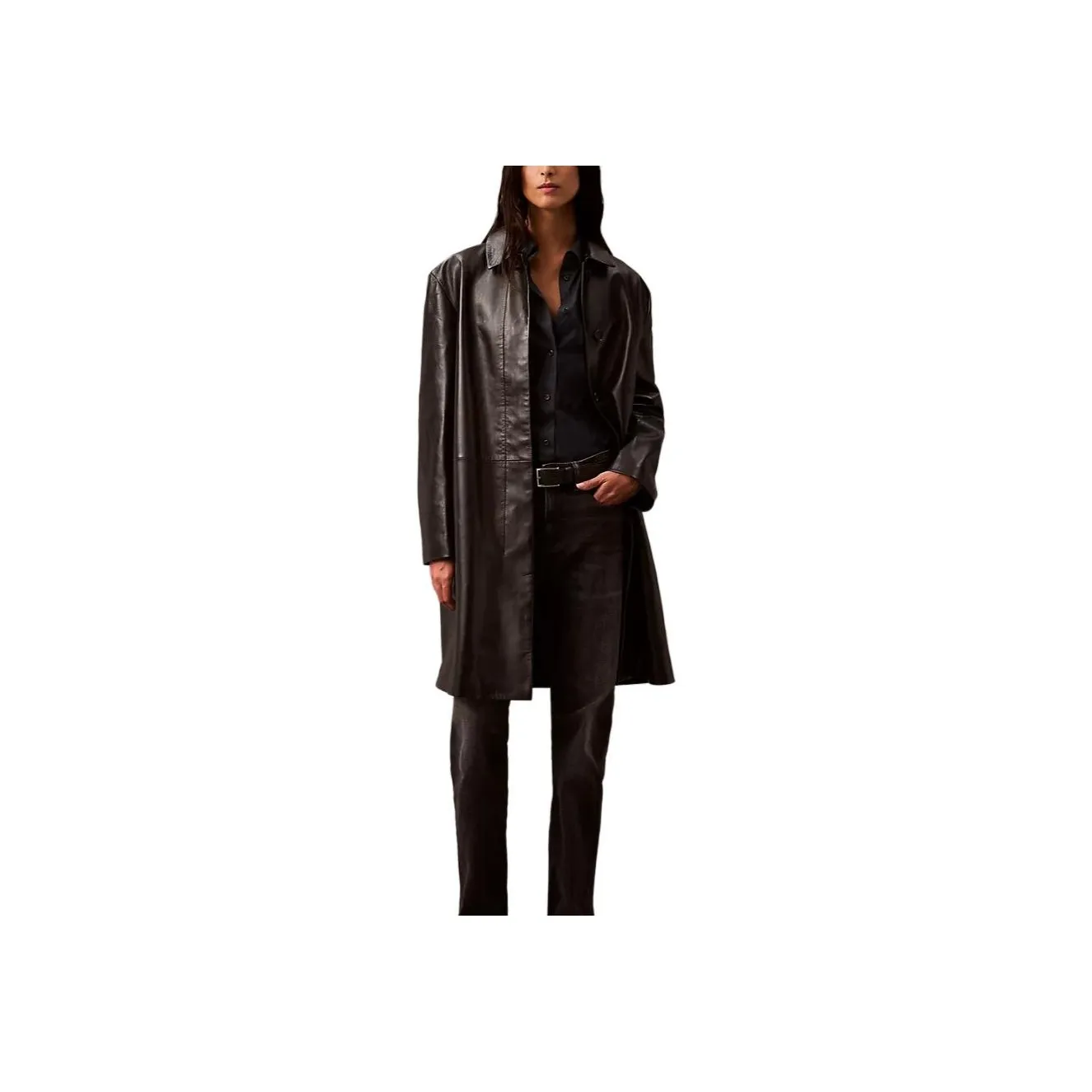CALVIN KLEIN Leather Jacket Women's Black
