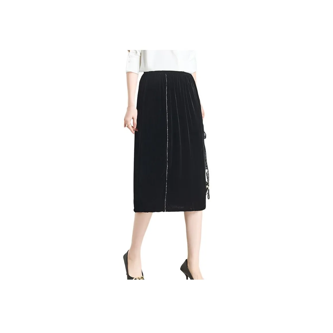 Yi Mengyuan Silk Casual Long Skirt Women's Black