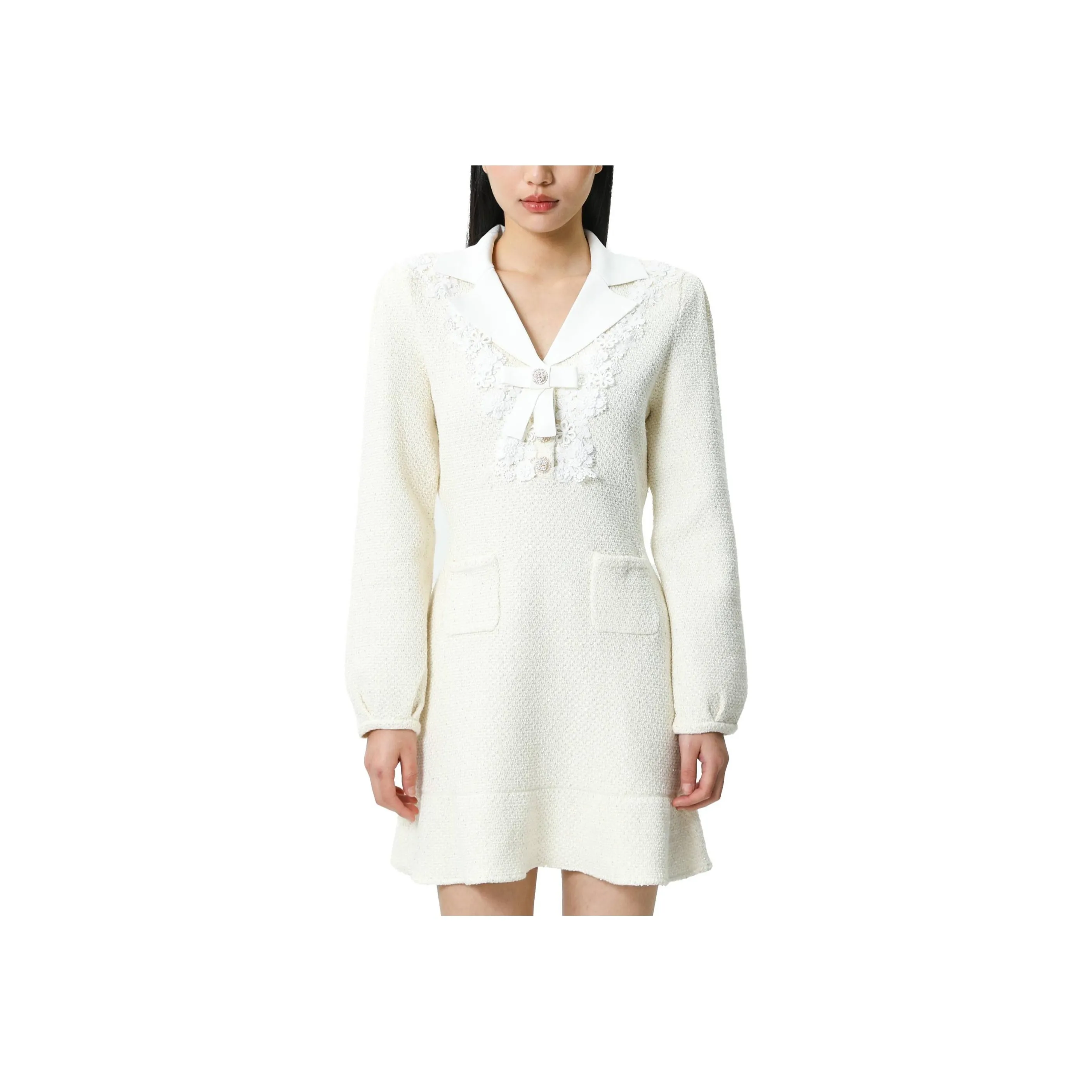 Self portrait Long Sleeved Dress Women's White