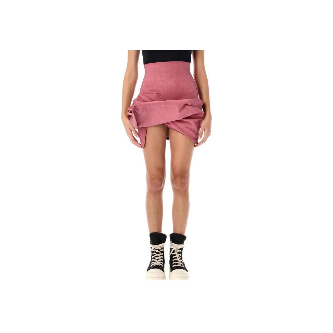 RICK OWENS High Waist Draped Mini Skirt