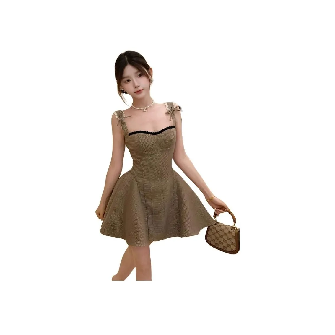 HAPG Коричневая клетка Юбка Женские Слиплатья