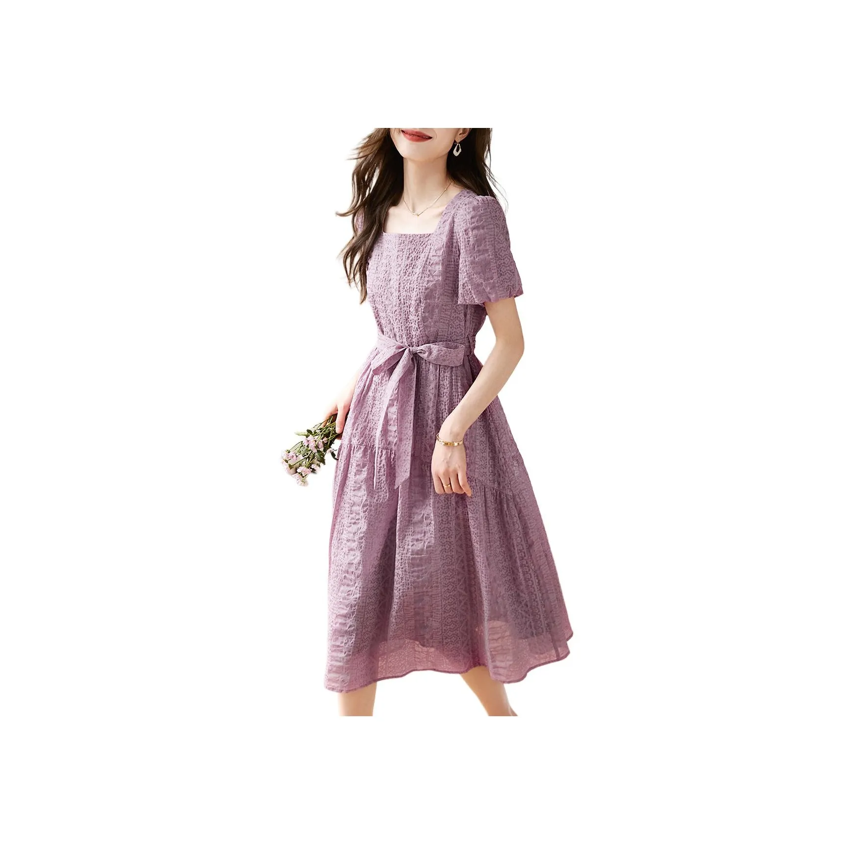 Mo Han Yi Mei Short Sleeved Dress Women's Purple