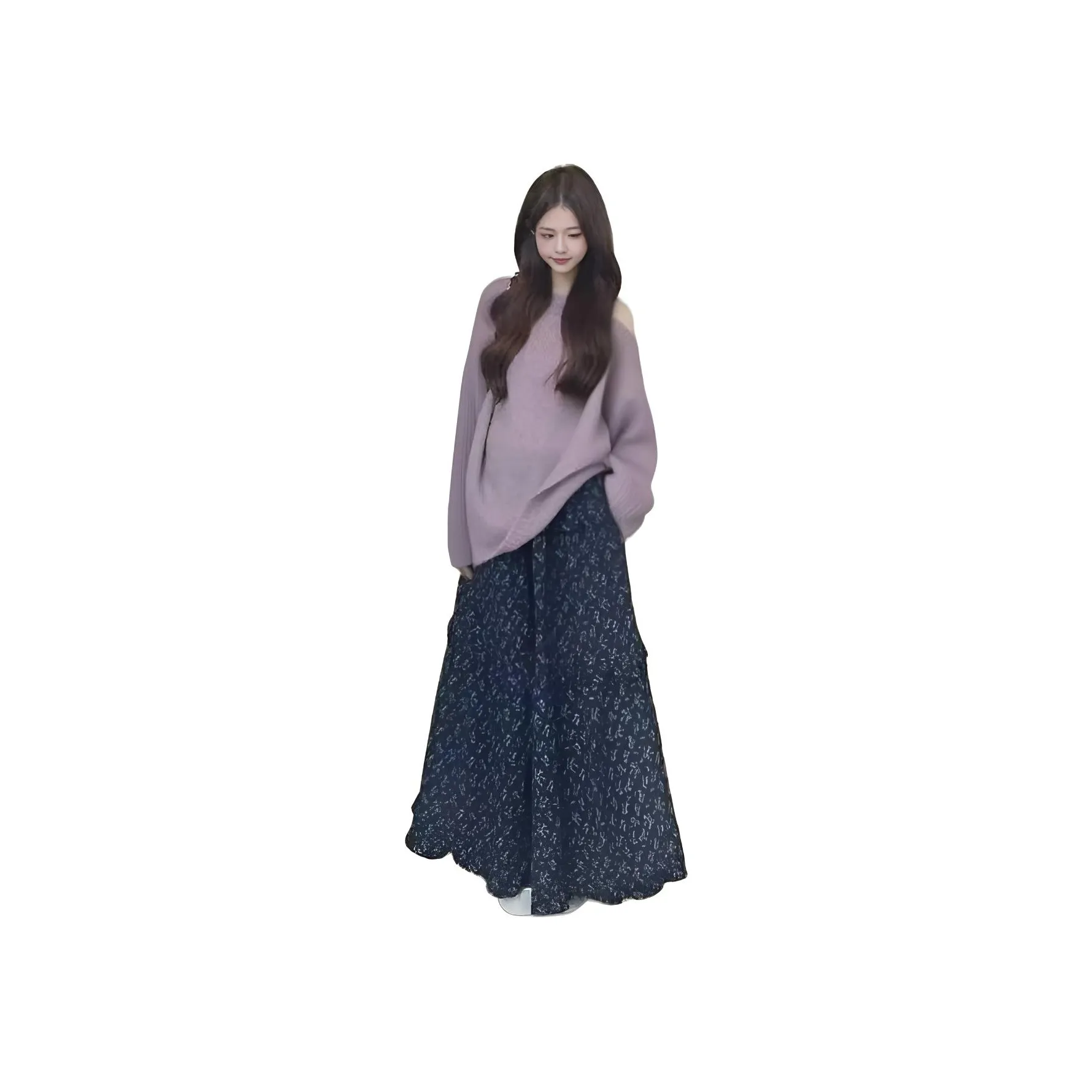 MISSHONEY MH Фиолетовый Комплект с юбкой Топ + Синий Длинный Юбка Женские Комплекты с юбкой