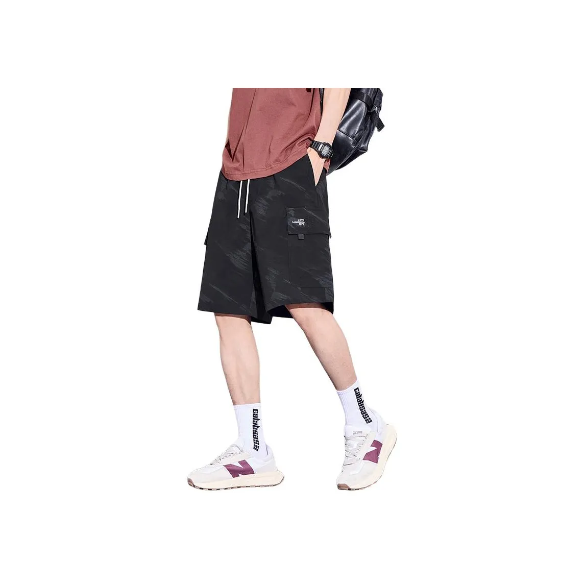 Menglaini Casual Shorts Unisex Black[Ice Silk Quick Dry Breathable]