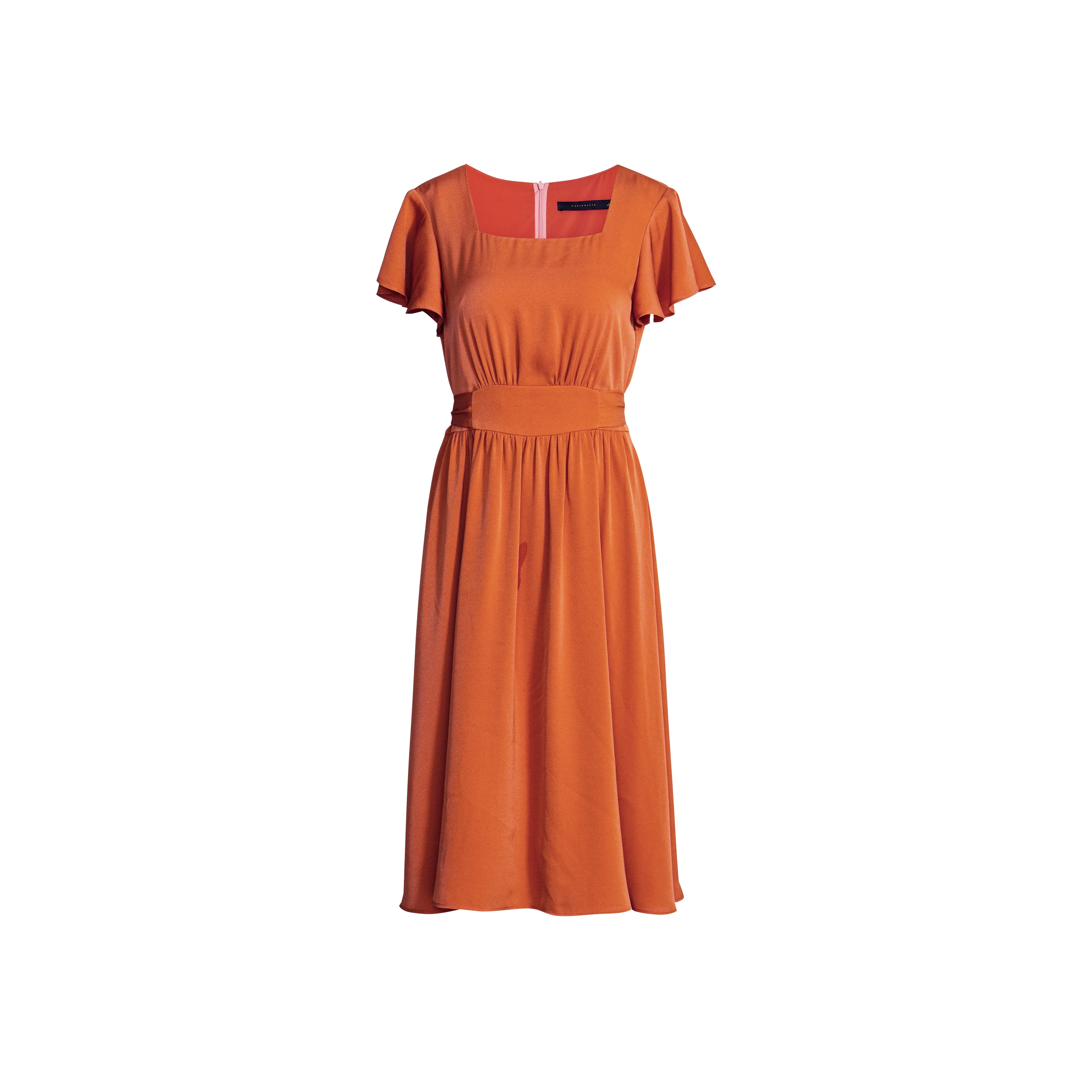 ROEYSHOUSE Короткое платье с короткими рукавами женское оранжевое красное