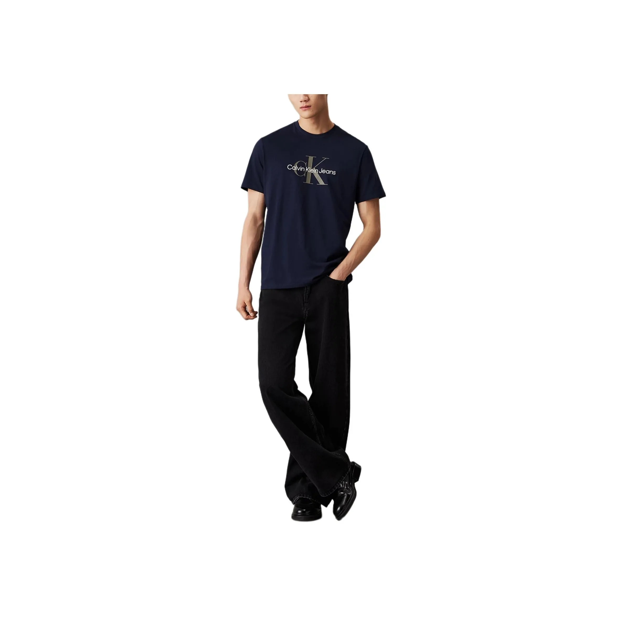 CALVIN KLEIN T Shirt Europe Version Men's Dark Sapphire Blue