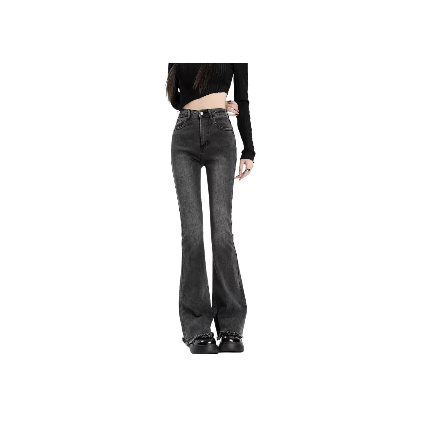 YICHEN Женские джинсы черно-серого цвета