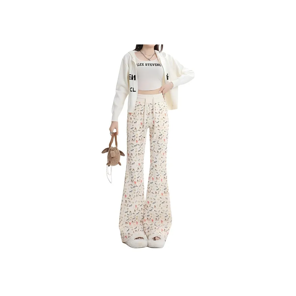 ZAVK Повседневные брюки Женские Бежевый Dog