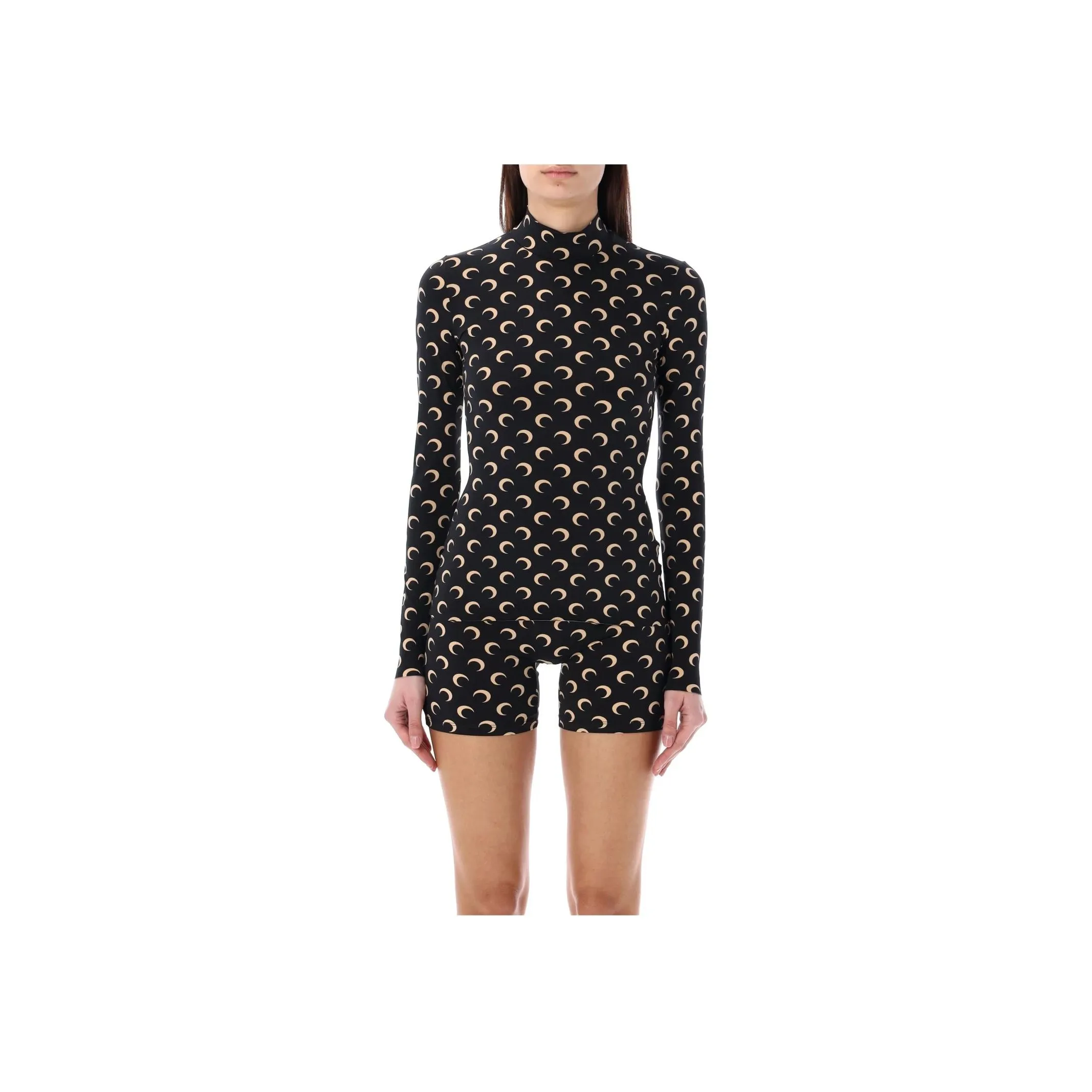 Marine Serre Crescent Printed High Neck Long Sleeved Top