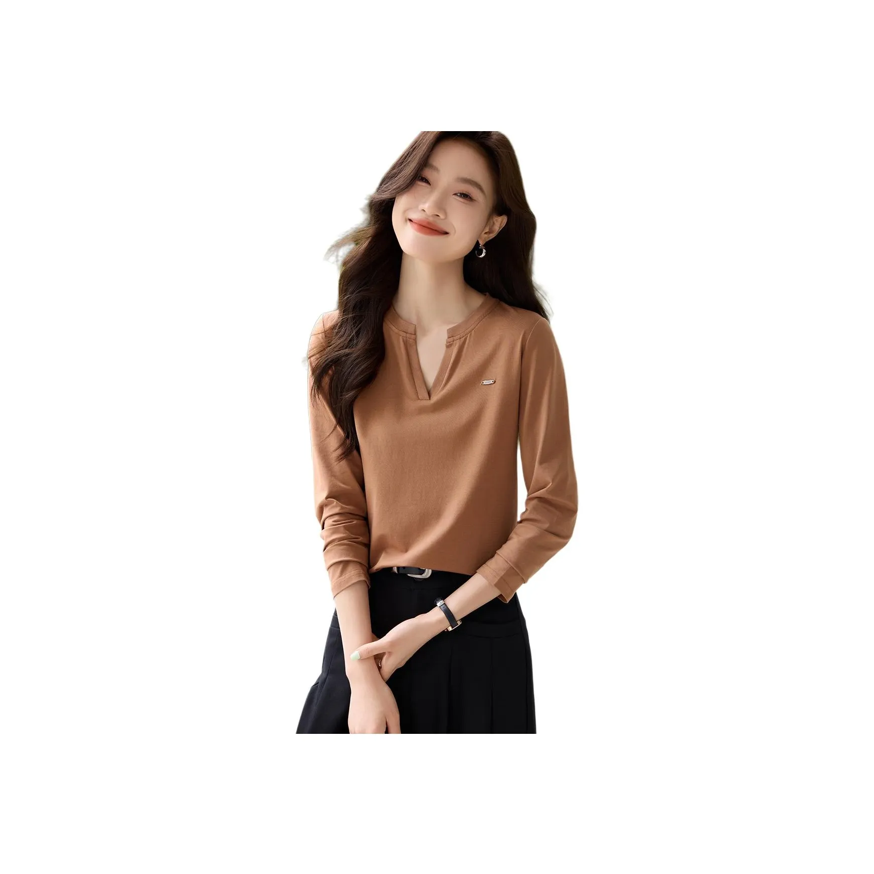 Mo Han Yi Mei T Рубашка Женская Древесный Кофейный