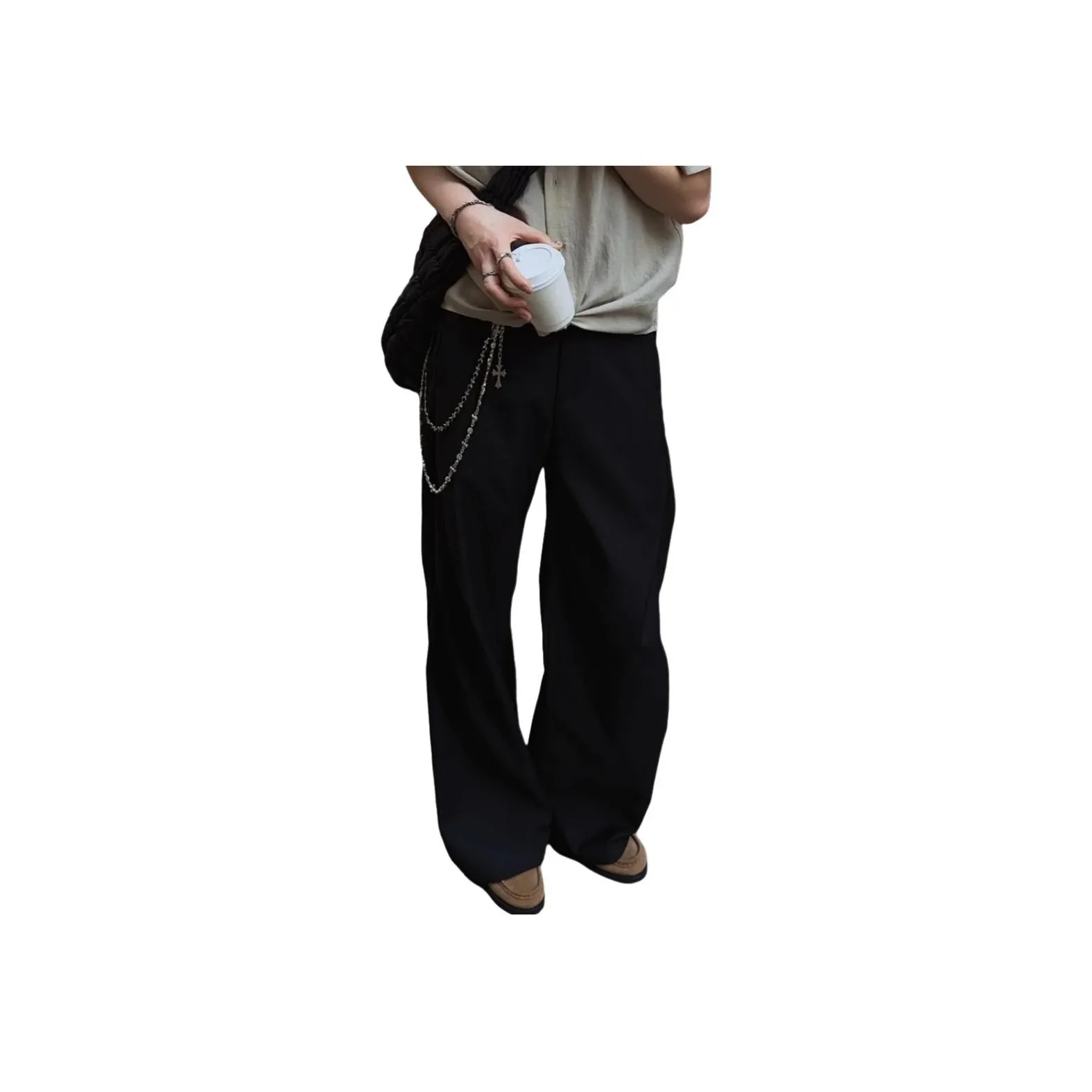 GANGZAI Черные Унисекс Повседневные Штаны