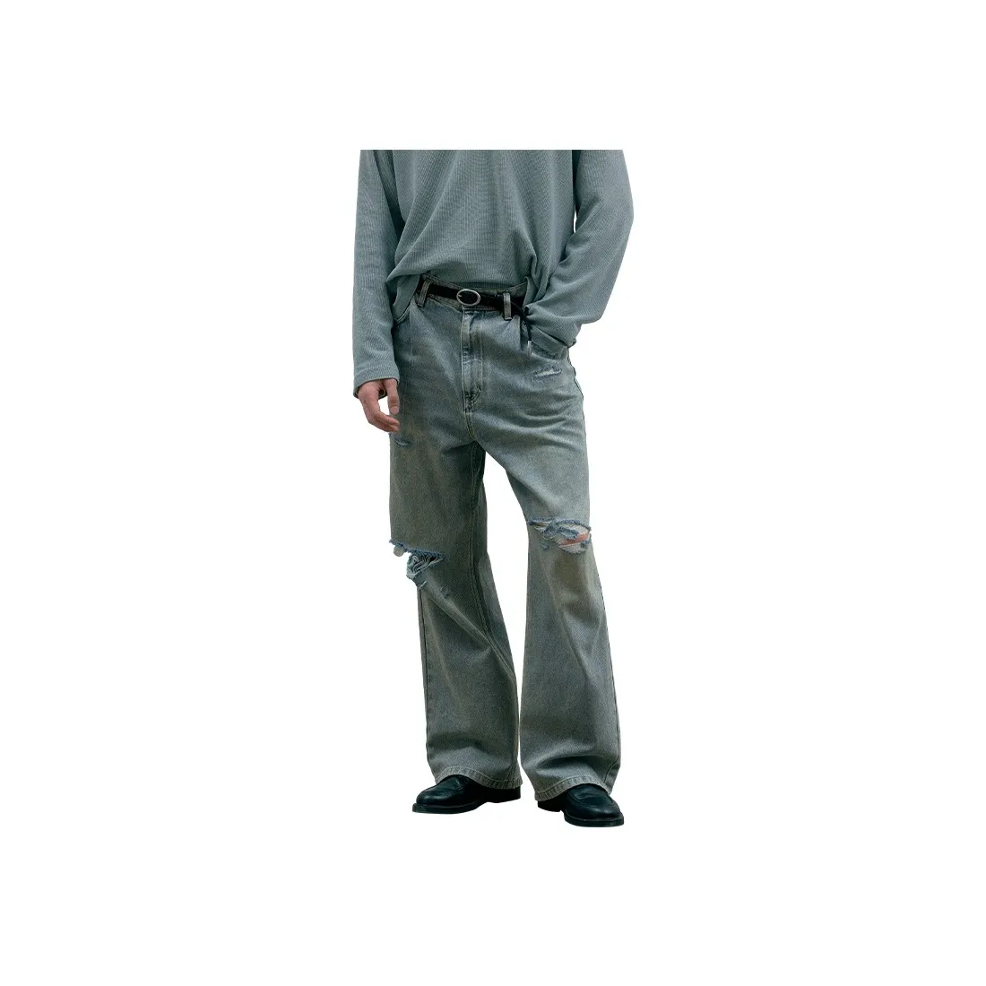 C2H4 Промытый синий Унисекс Джинсы