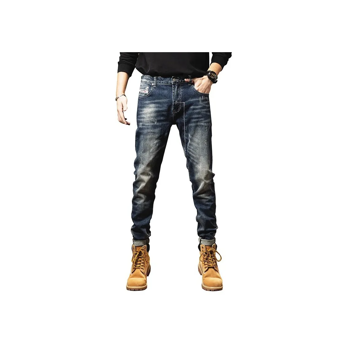 MAREA VESUVIO Потертый Темно-синий Мужские Джинсы