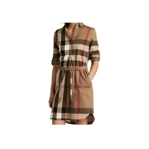 Burberry Коричневый Женские Длинные Платья с Рукавами