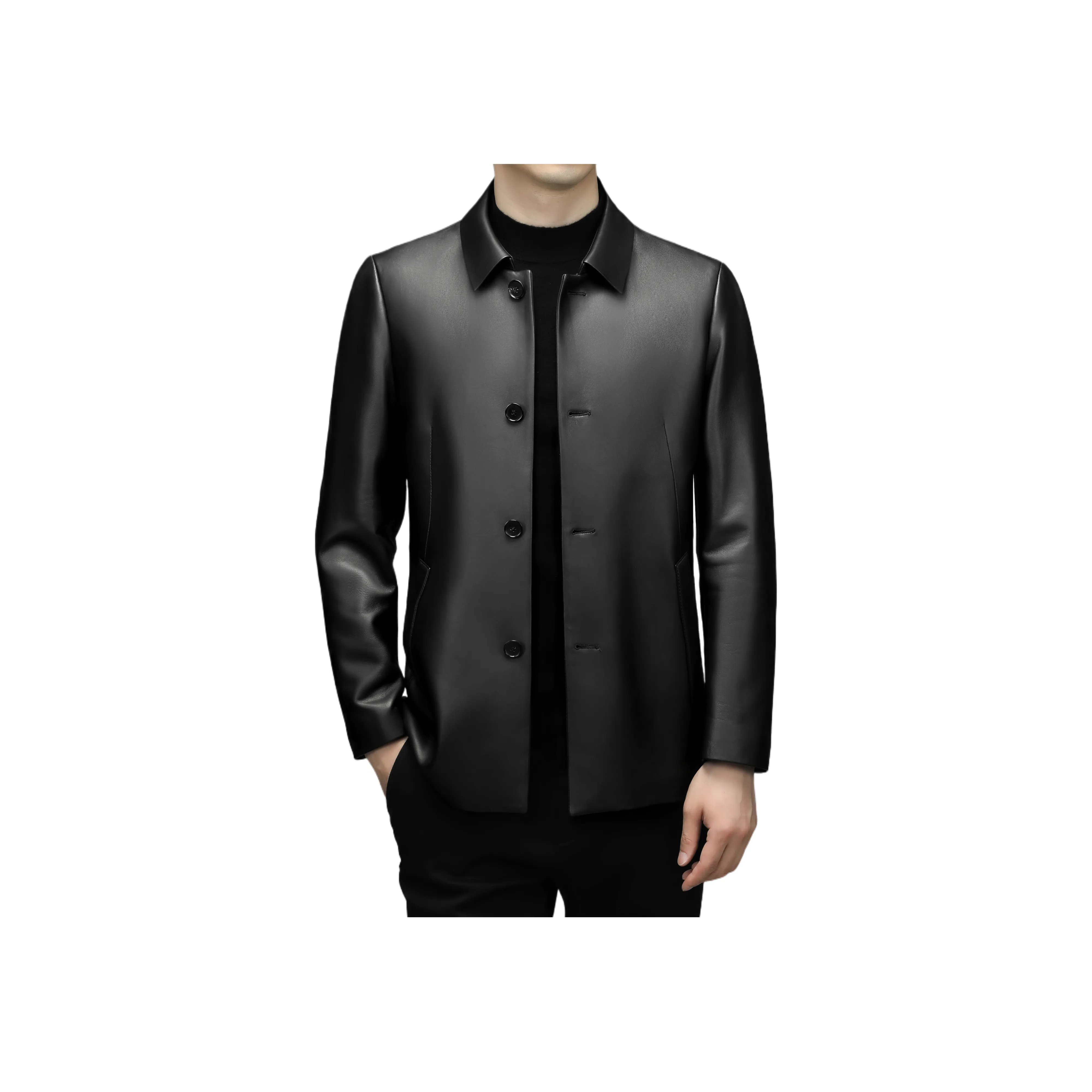 PIERRE CARDIN Кожа Куртка Мужская Черная