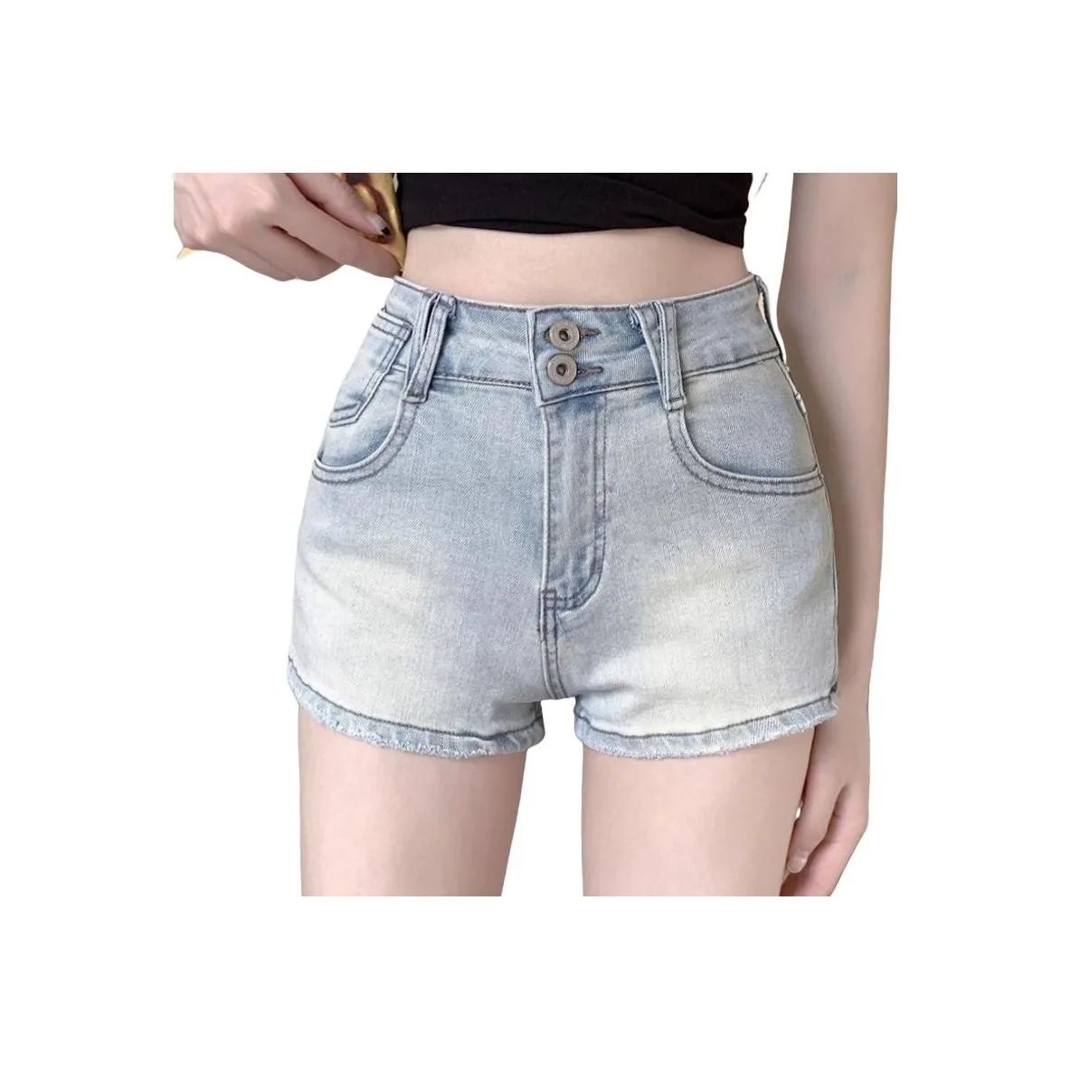 Lan Miao JT9224[с Эластичный] Светло-синий Женские Джинсовые шорты