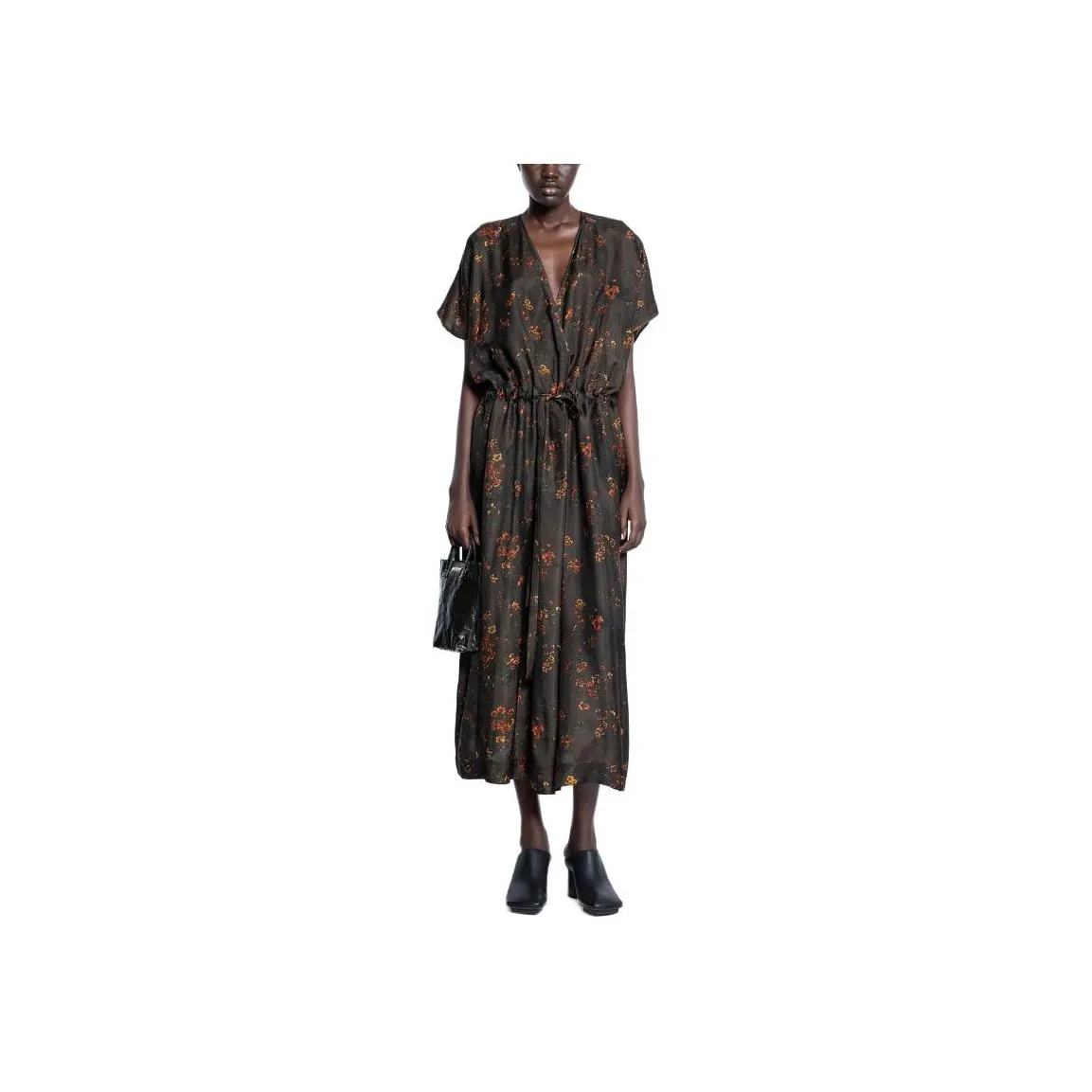 UMA WANG Floral Printed V Neck Dress