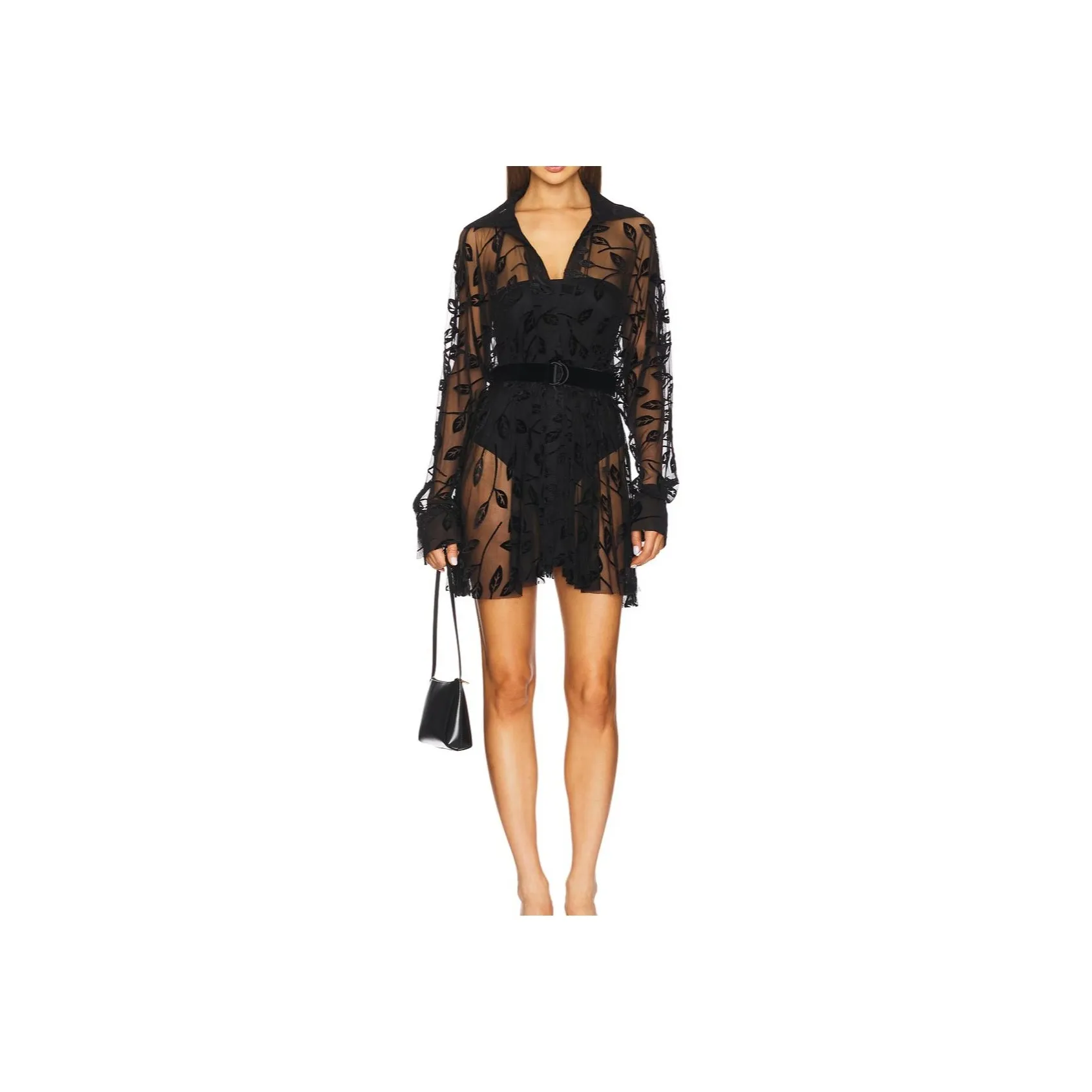 NORMA KAMALI Flocked leaves Mini Dress